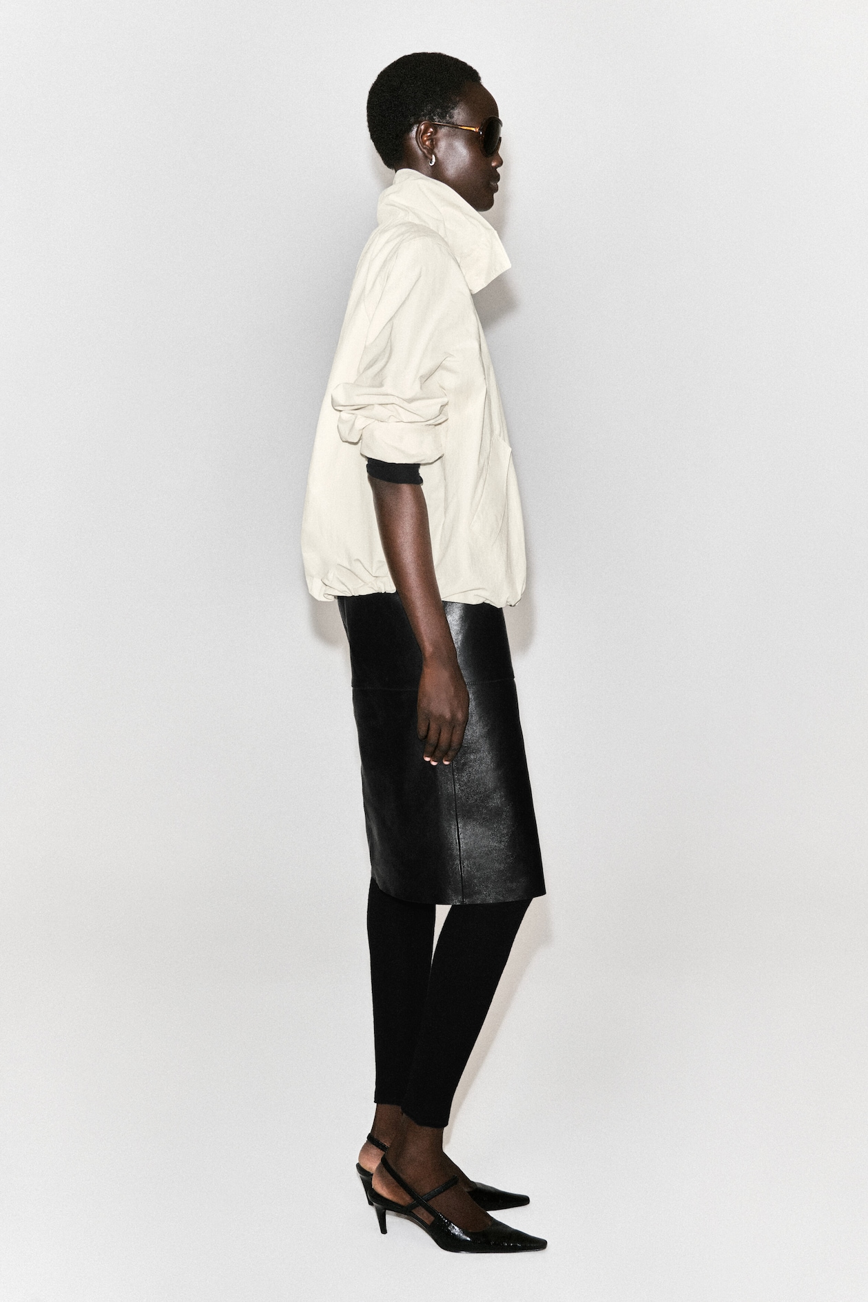 NYLON mock-NECK JACKET — OFF-WHITE