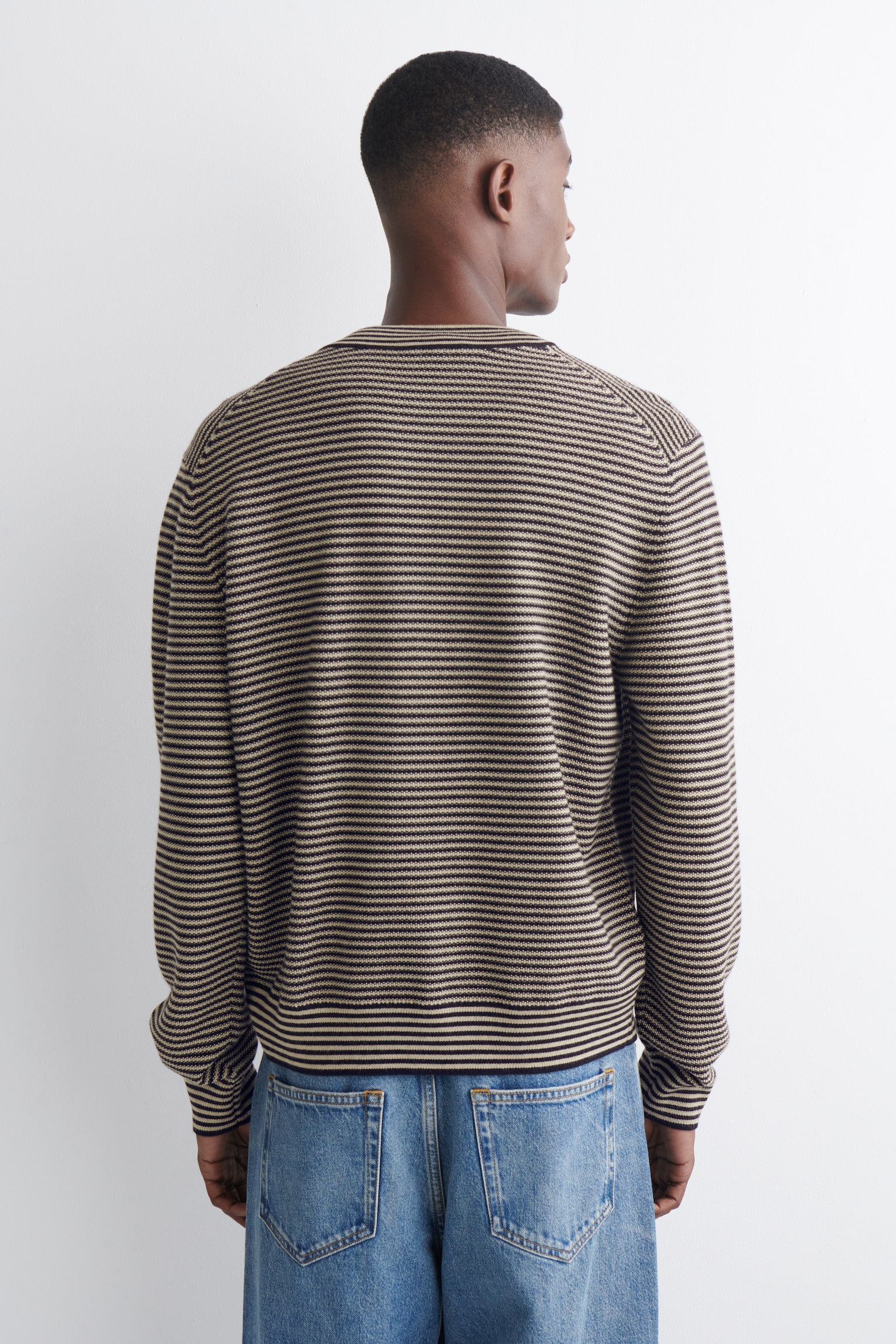 CÁRDIGAN DE LANA MERINO A RAYAS - AZUL MARINO / CRUDO / RAYAS - 3