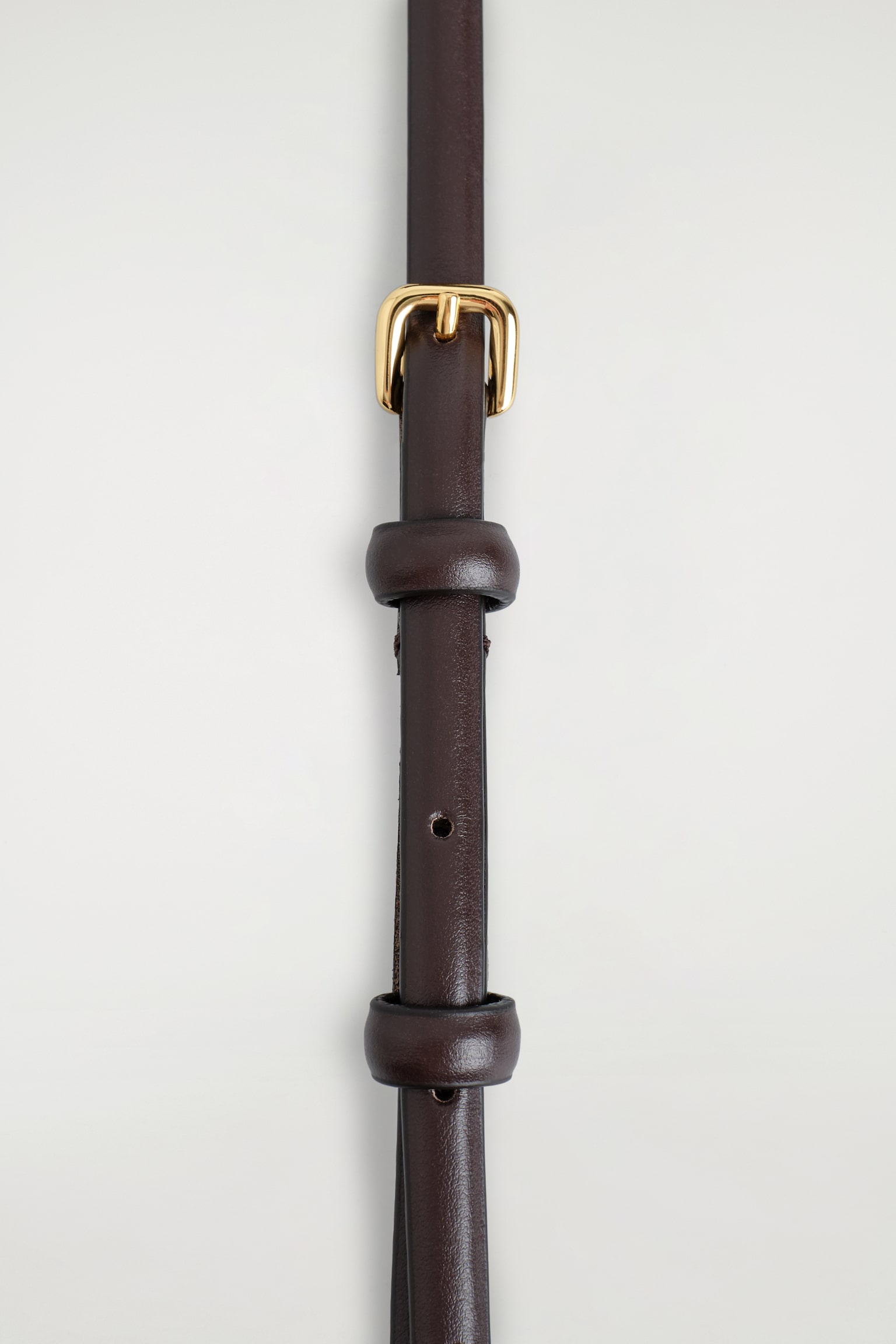 DOUBLE-WRAP SKINNY LEATHER BELT - BROWN/WHITE - 4