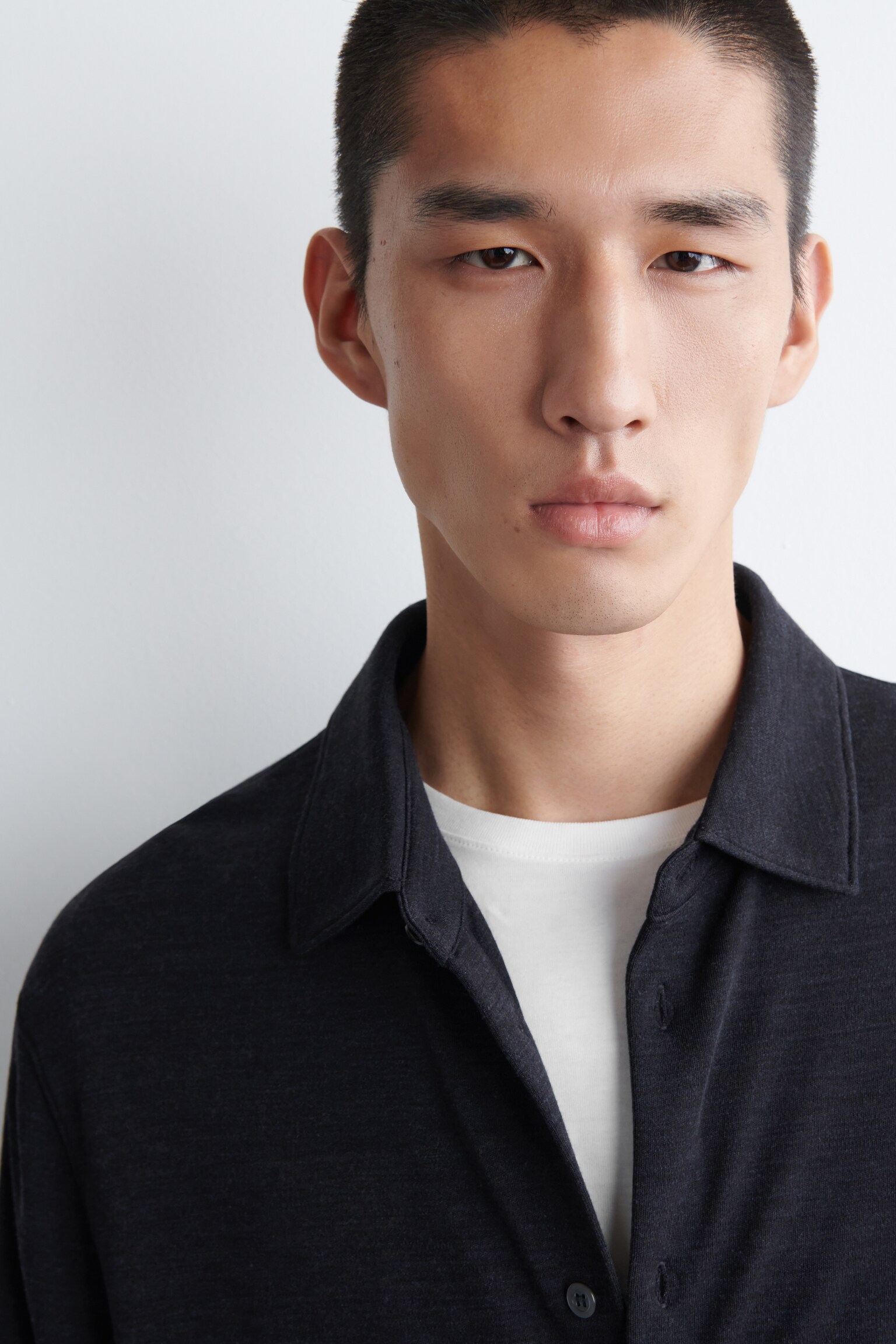 CAMISA DE PUNTO EN MEZCLA DE LANA - AZUL MARINO JASPEADO/GRIS OSCURO JASPEADO - 5