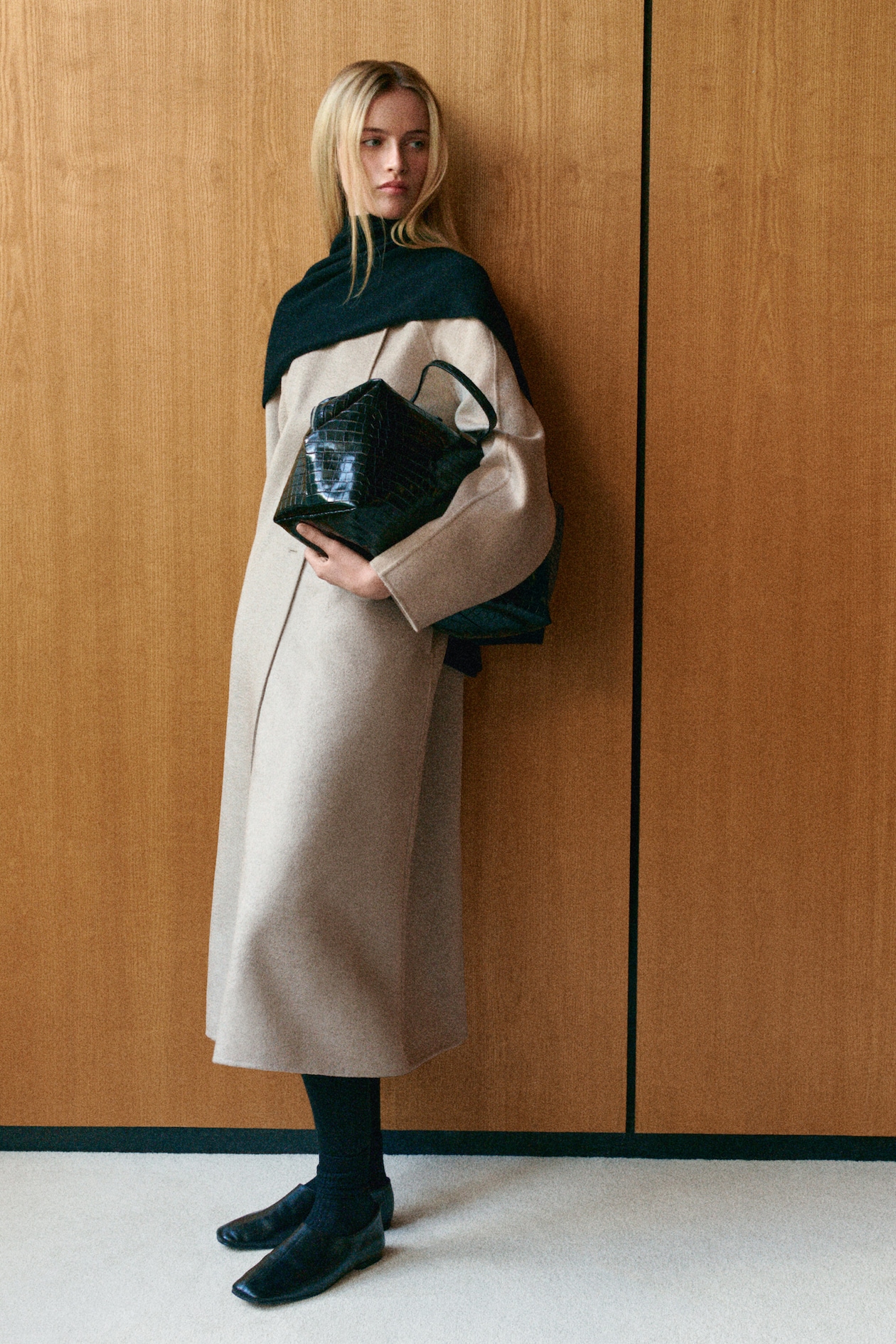 DOUBLE-FACED CASHMERE LONG COAT — OAT