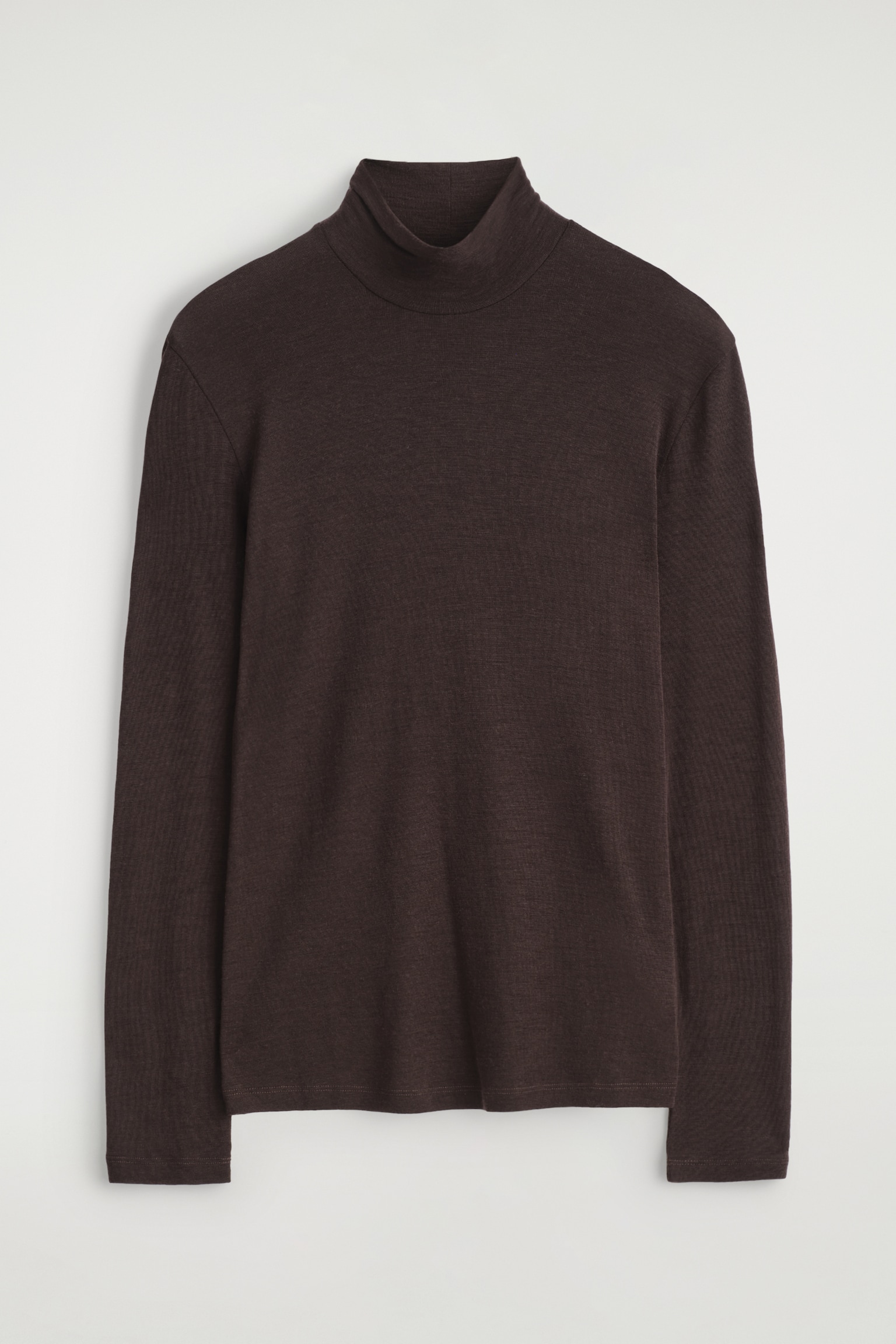 SLIM WOOL-JERSEY ROLL-NECK TOP - DARK BROWN/BLACK/RED - 2