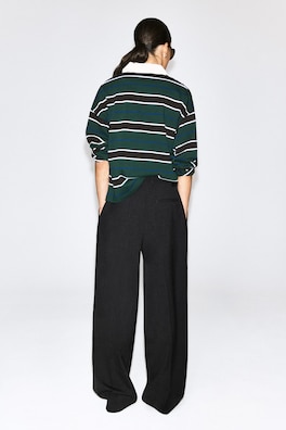 STRIPED COTTON RUGBY SHIRT — GREEN / BROWN / STRIPED 5
