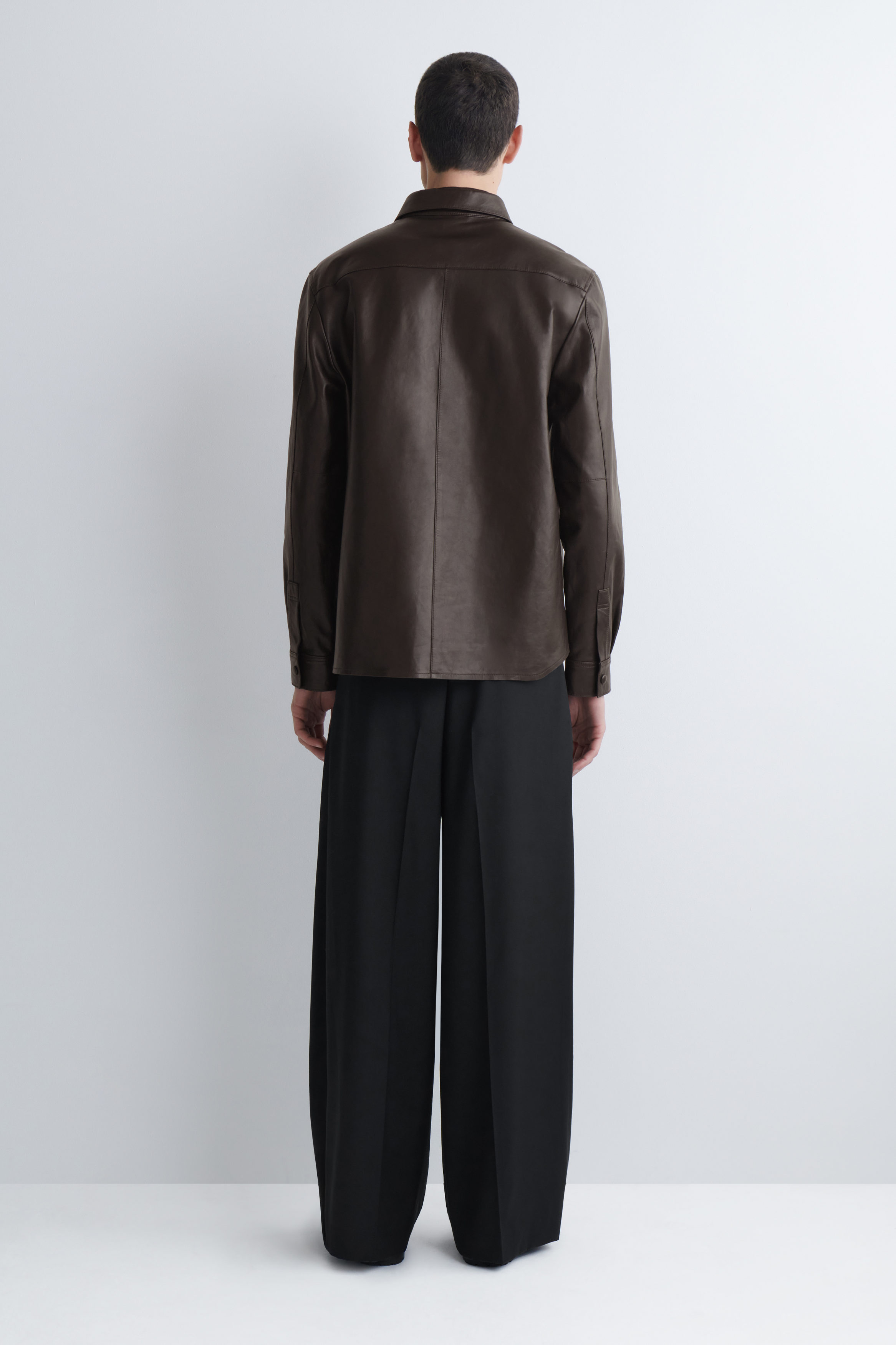 LEATHER OVERSHIRT - BROWN | COS US