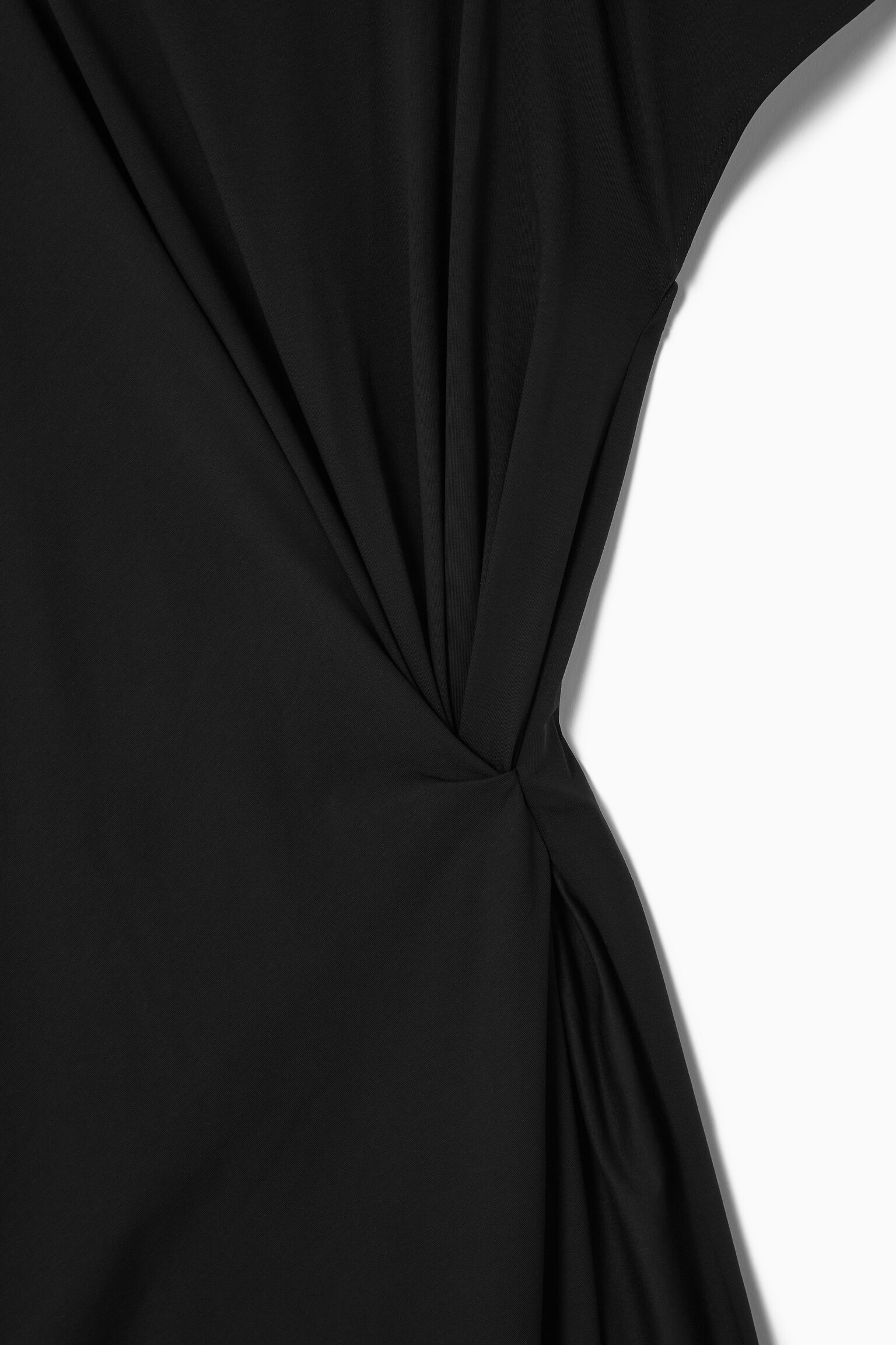 DRAPED ASYMMETRIC MIDI DRESS - BLACK - 2