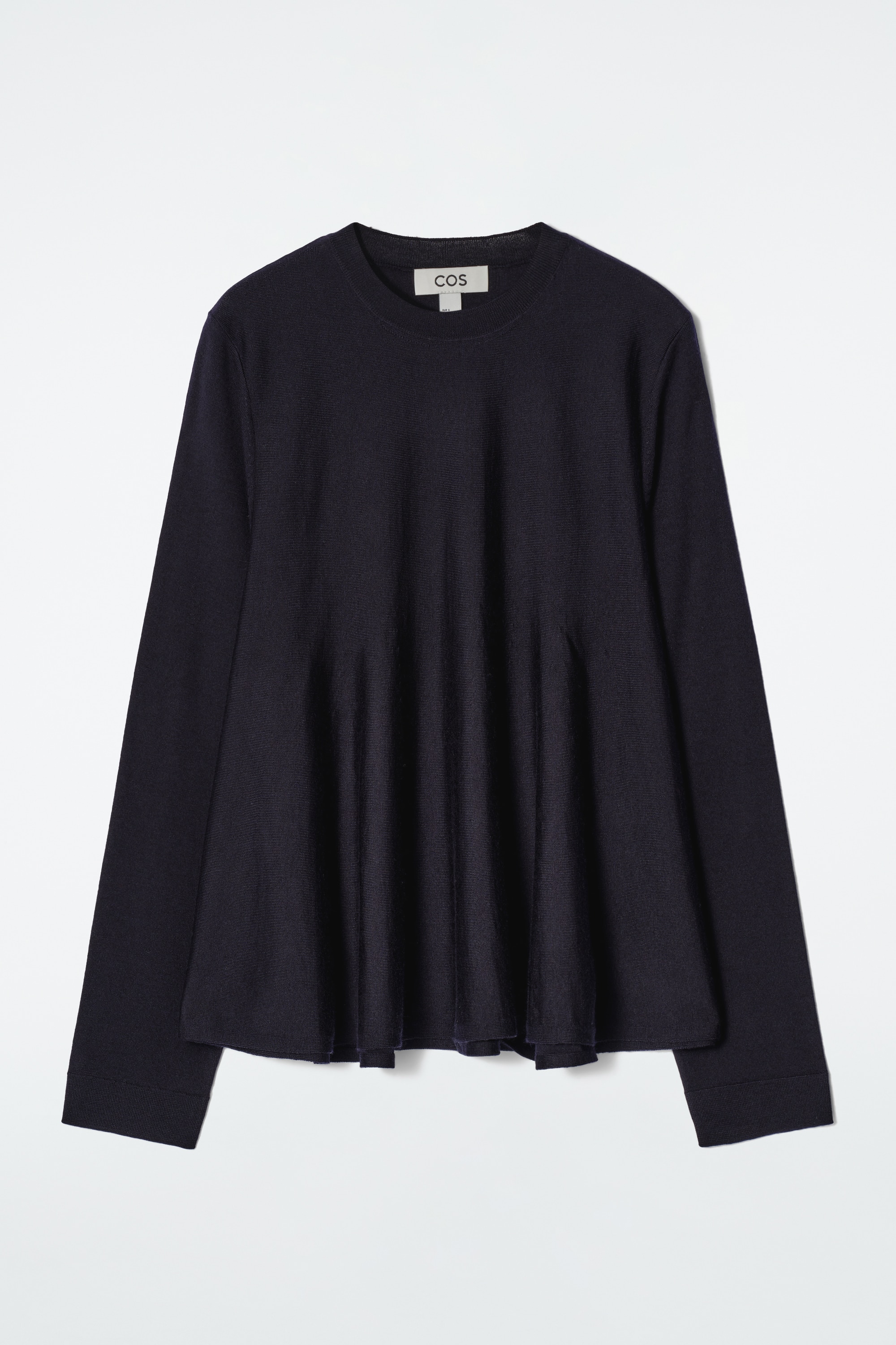 PULL TRAPÈZE EN LAINE MÉRINOS - BLEU MARINE/ROUGE