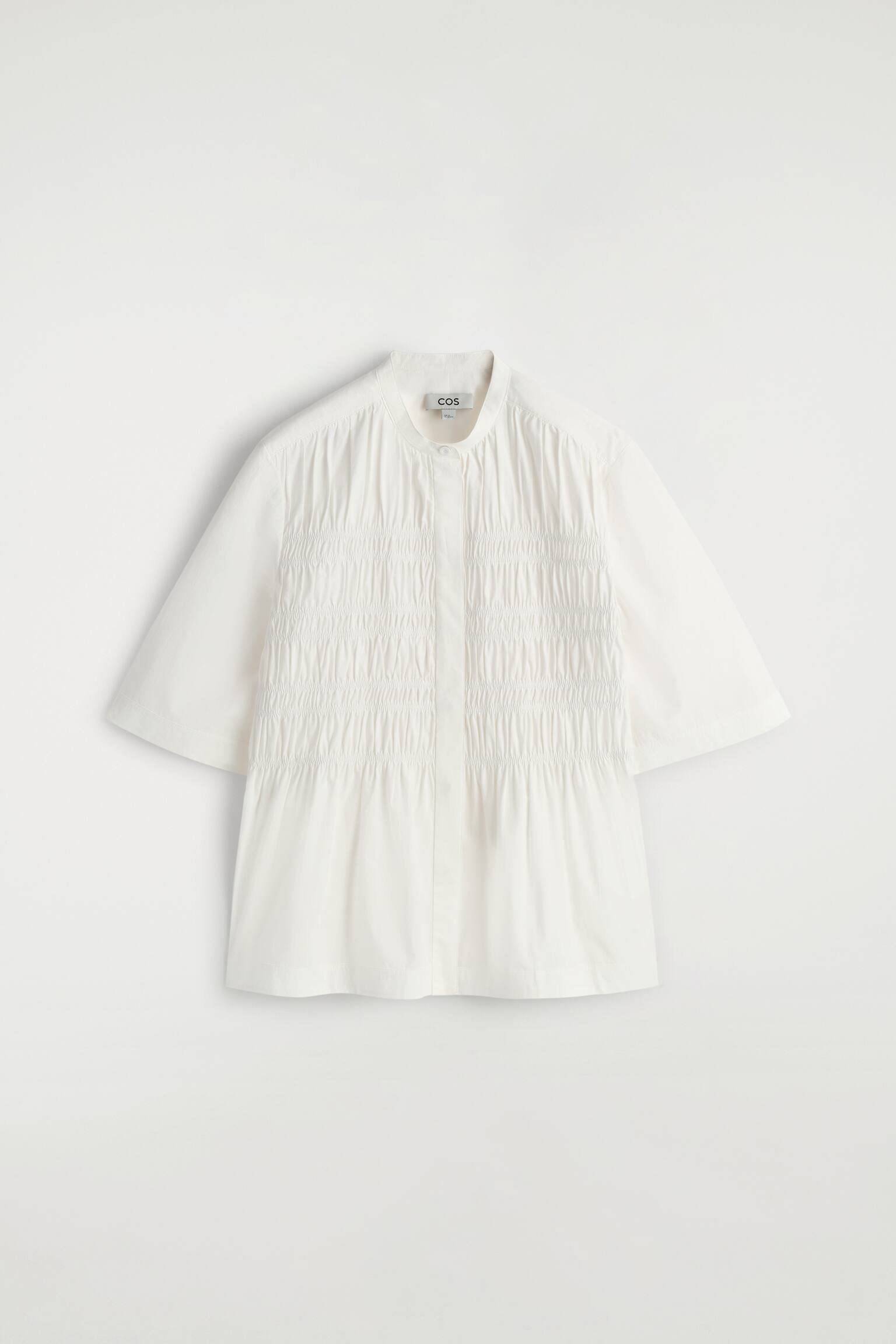 NABÍRANÁ BAVLNĚNÁ HALENKA - BÍLÁ/SVĚTLE ŠEDÁ - 2