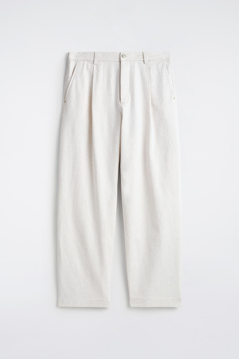 Pleated Wide-Leg Denim Pants