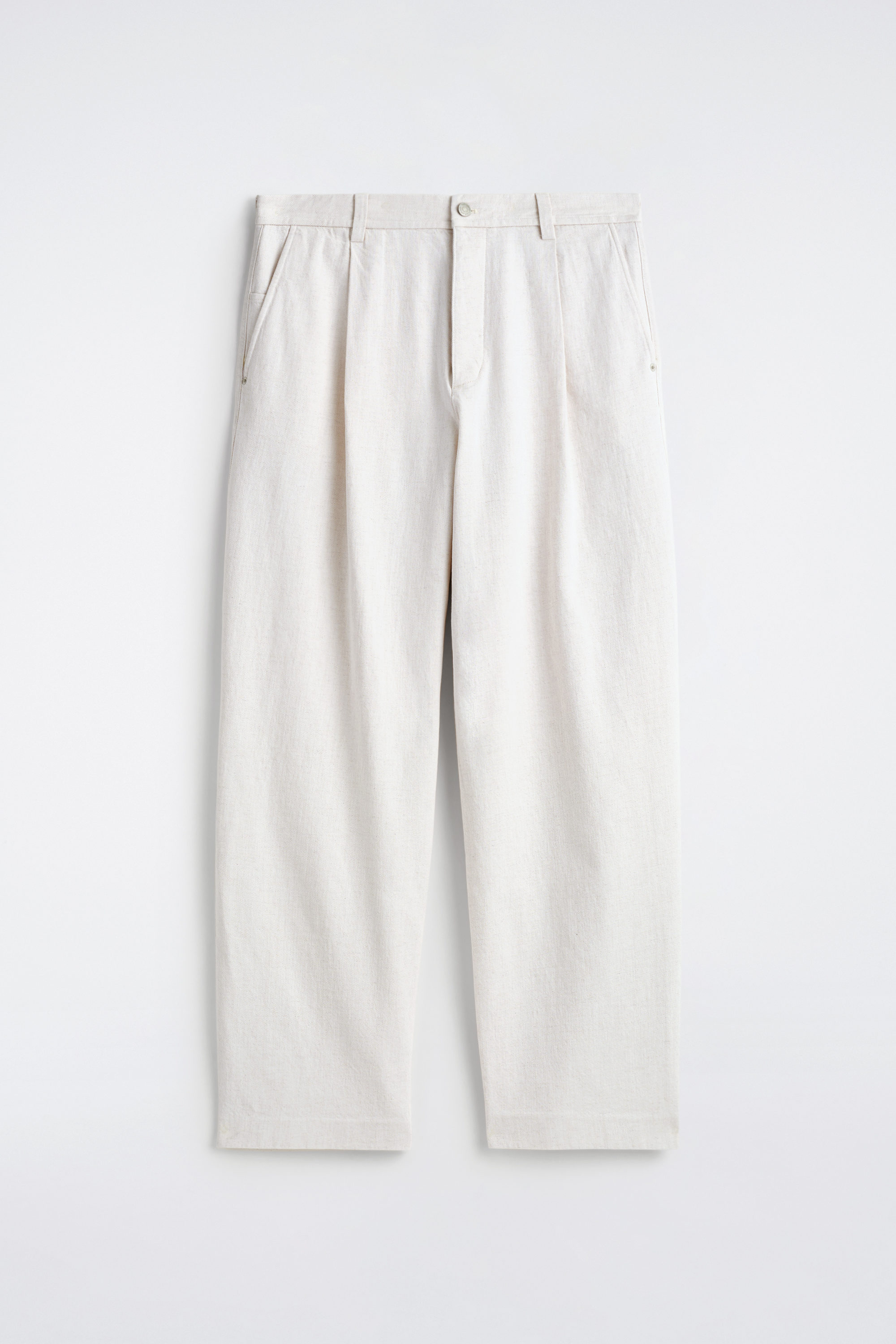 PLEATED WIDE-LEG DENIM PANTS - WHITE | COS US