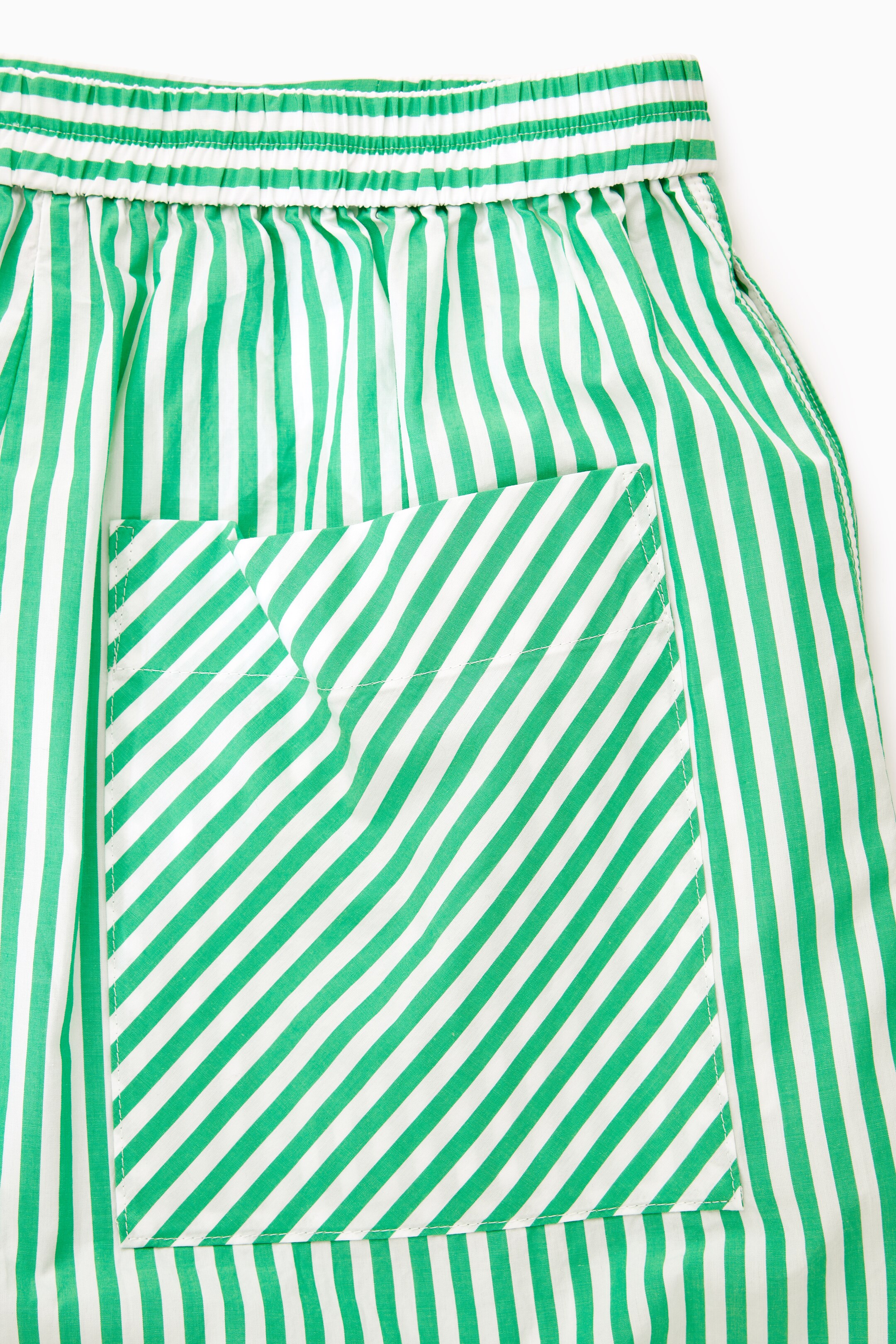 View larger image: ELASTICATED HIGH-WAISTED SHORTS - BRIGHT GREEN / WHITE / STRIPED - Ladies | H&M GB 2