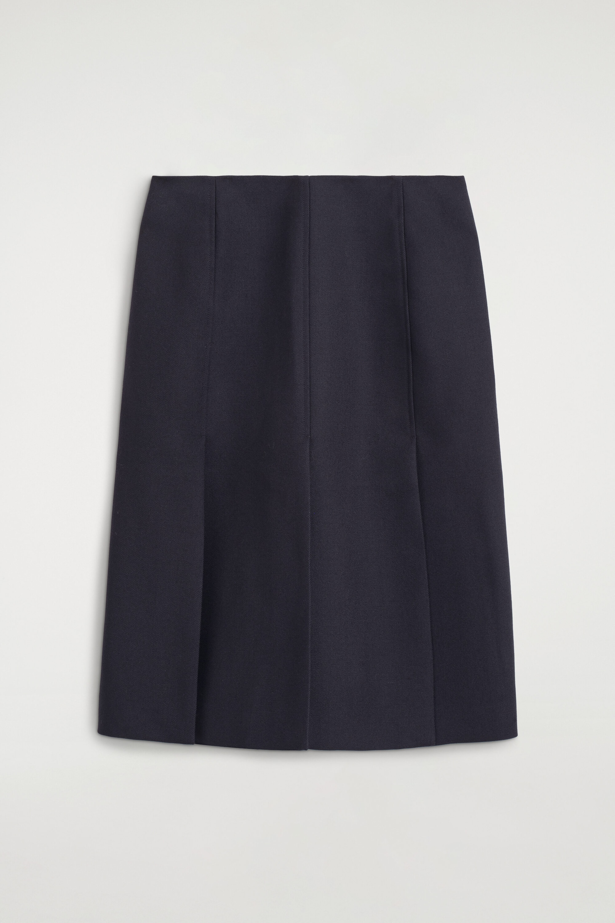 TAILORED SPLIT-HEM WOOL MIDI SKIRT