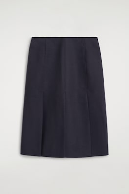 TAILORED SPLIT-HEM WOOL MIDI SKIRT — MIDNIGHT 9