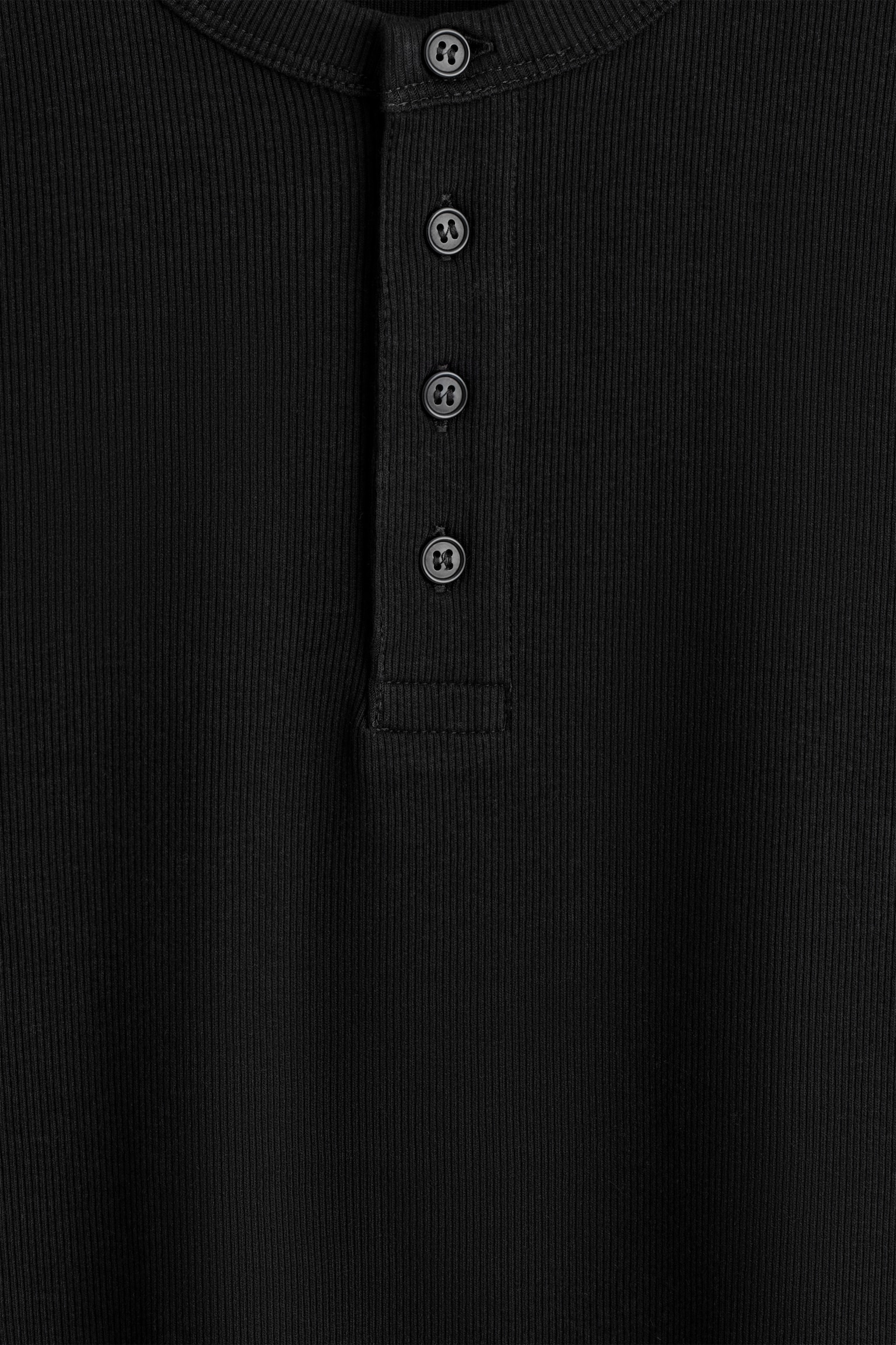T-SHIRT HENLEY CÔTELÉ COUPE SLIM - NOIR - 2