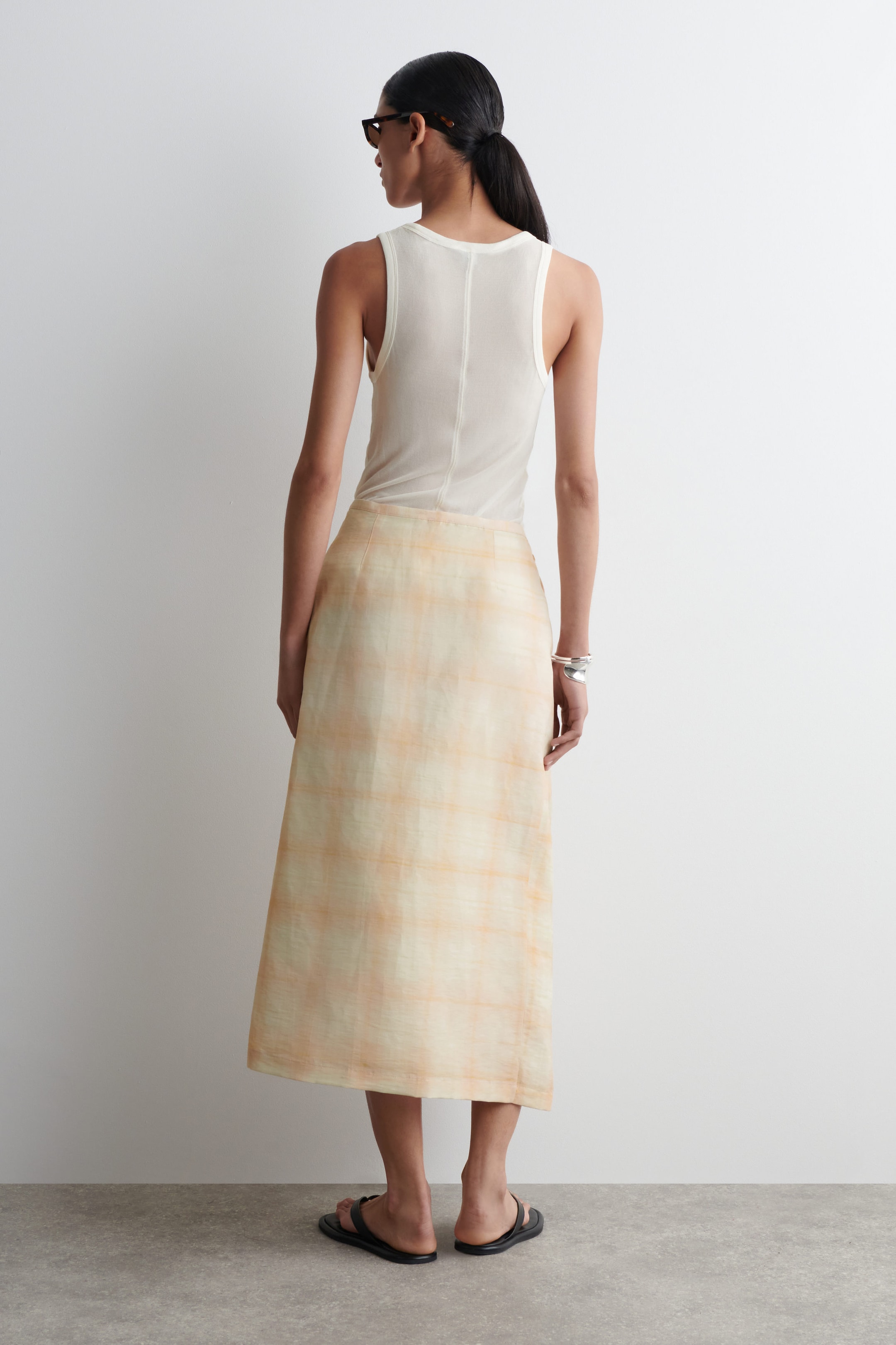 CHECKED MIDI WRAP SKIRT