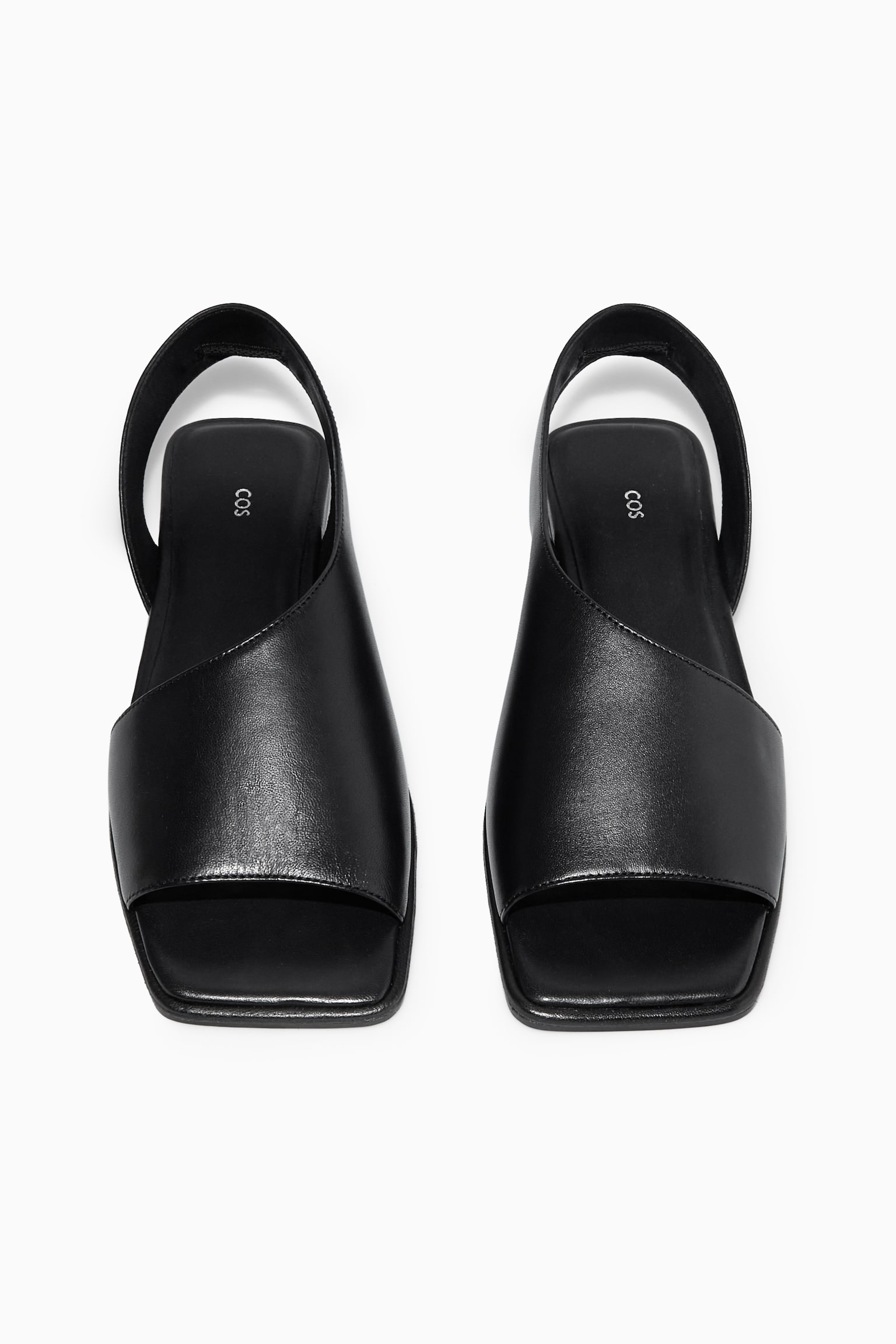 LEATHER SLINGBACK SANDALS - BLACK