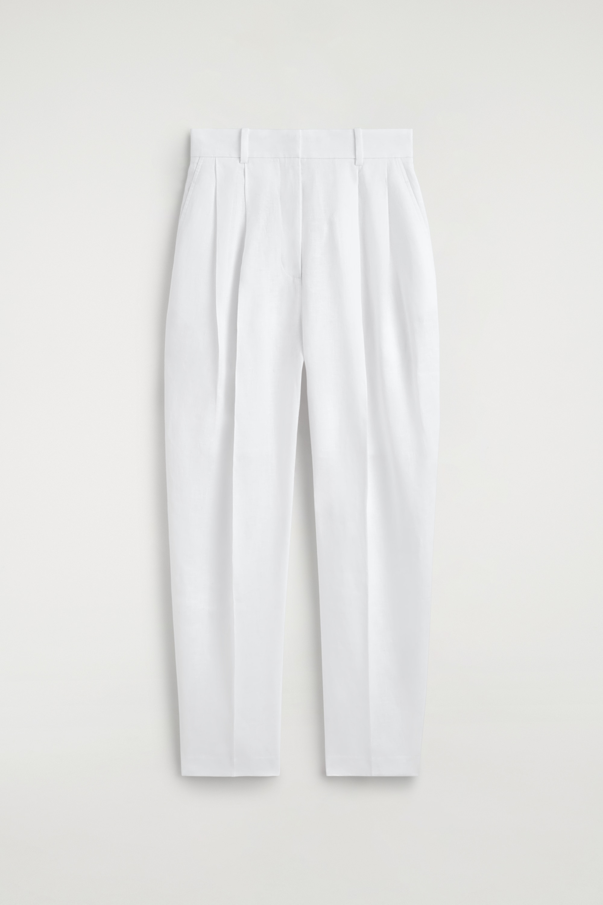 TAILORED LINEN BALLOON-LEG TROUSERS - WHITE