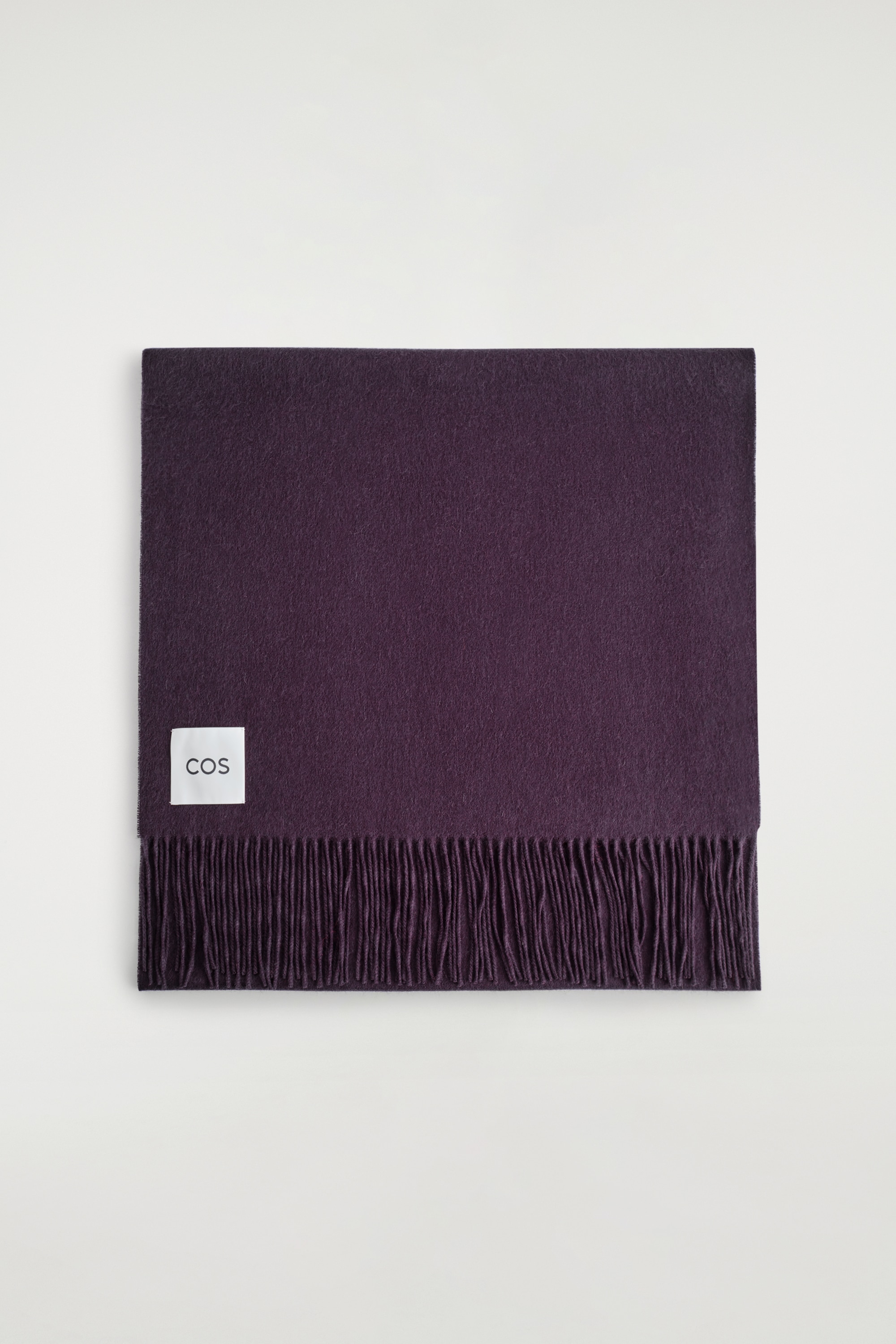 FRINGED WOOL SCARF - PLUM/BEIGE/ECRU/HRDZAVÁ