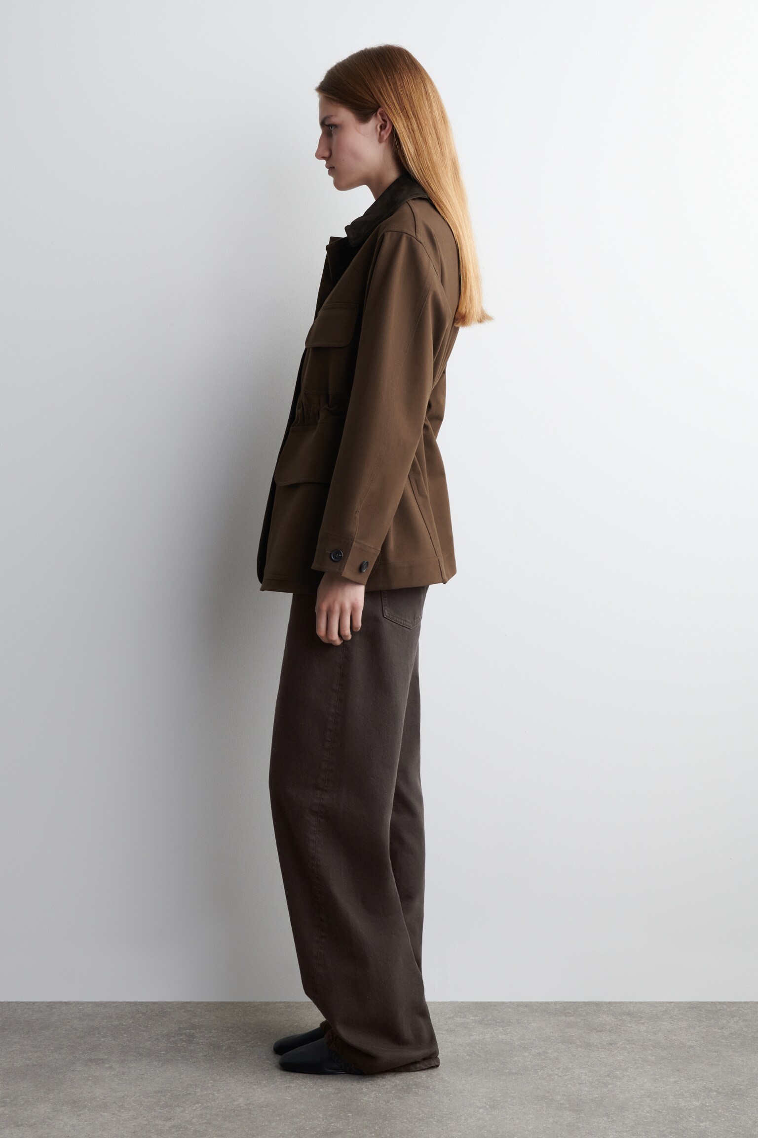 SUEDE-COLLAR FIELD JACKET - BROWN - 3