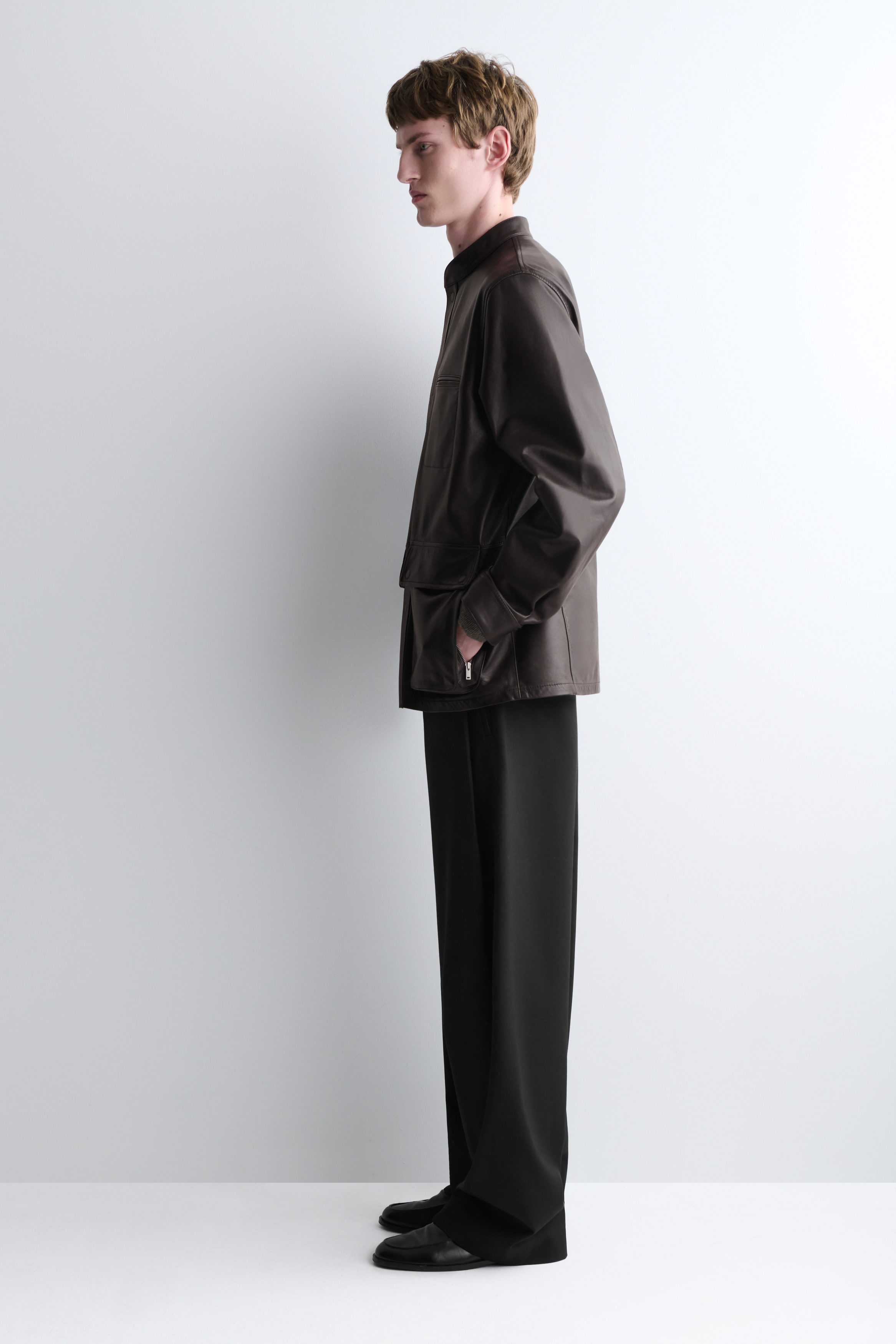 BURNISHED NAPPA LEATHER JACKET - thumbnail 3