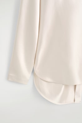 COWL-NECK SATIN BLOUSE — CREAM 7