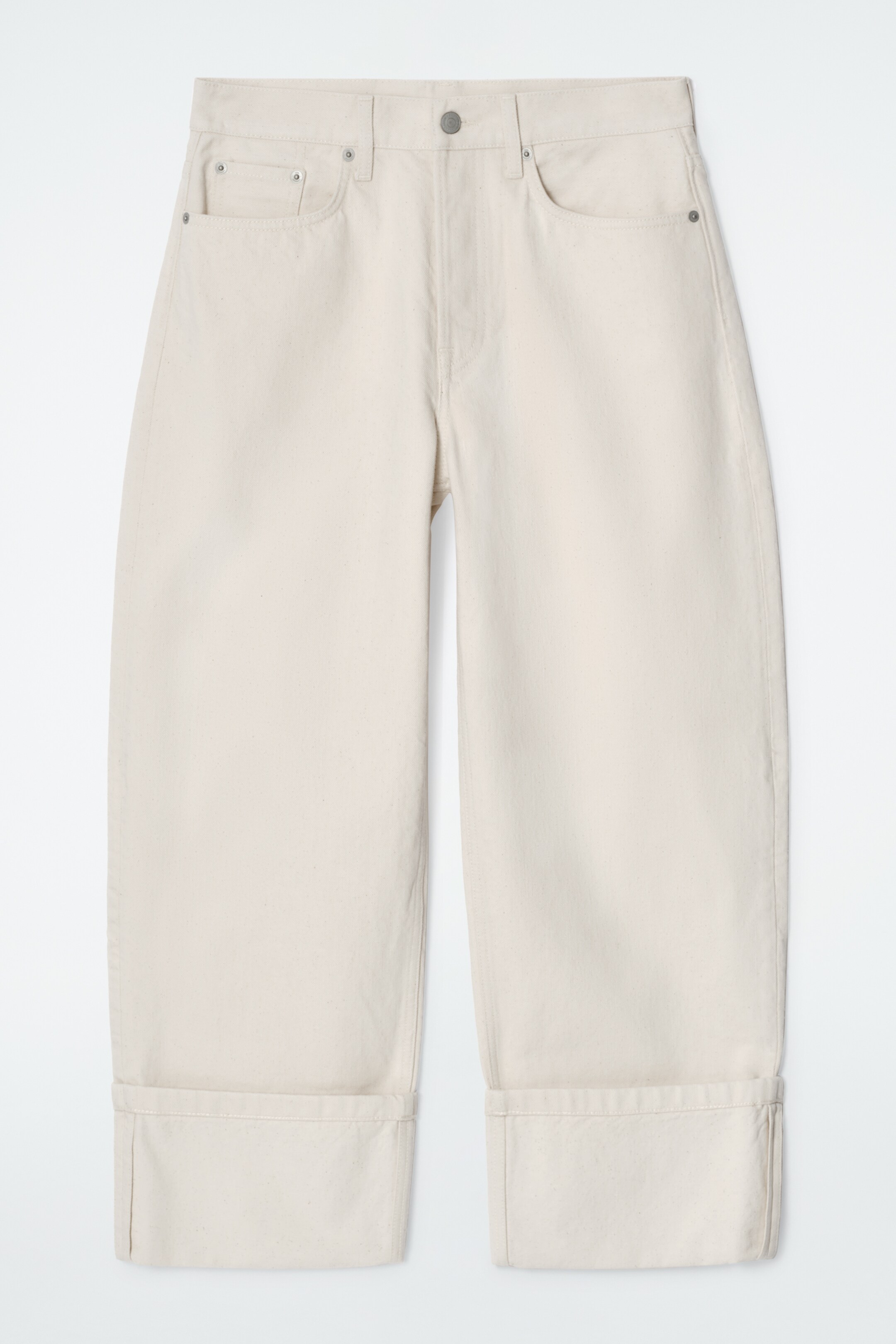 Zobrazit větší obrázek: DŽÍNY FACADE S OHRNOVACÍM LEMEM A PŘÍMÝM STŘIHEM - ECRU - ŽENY | H&M CZ 6