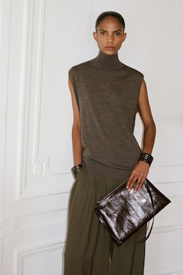MERINO WOOL FUNNEL-NECK VEST — BEIGE MÉLANGE 8