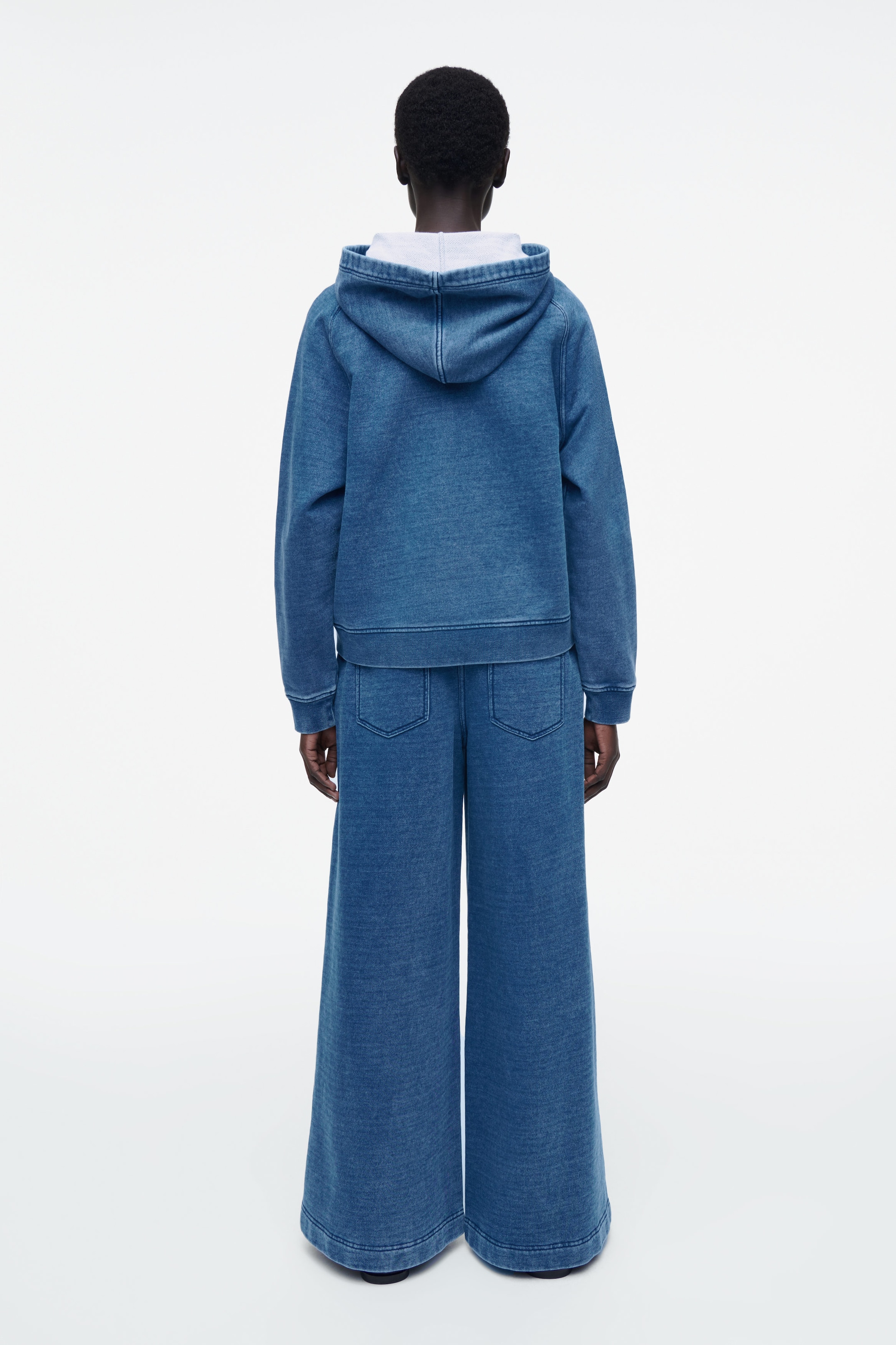 DENIM-WASH JERSEY HOODIE