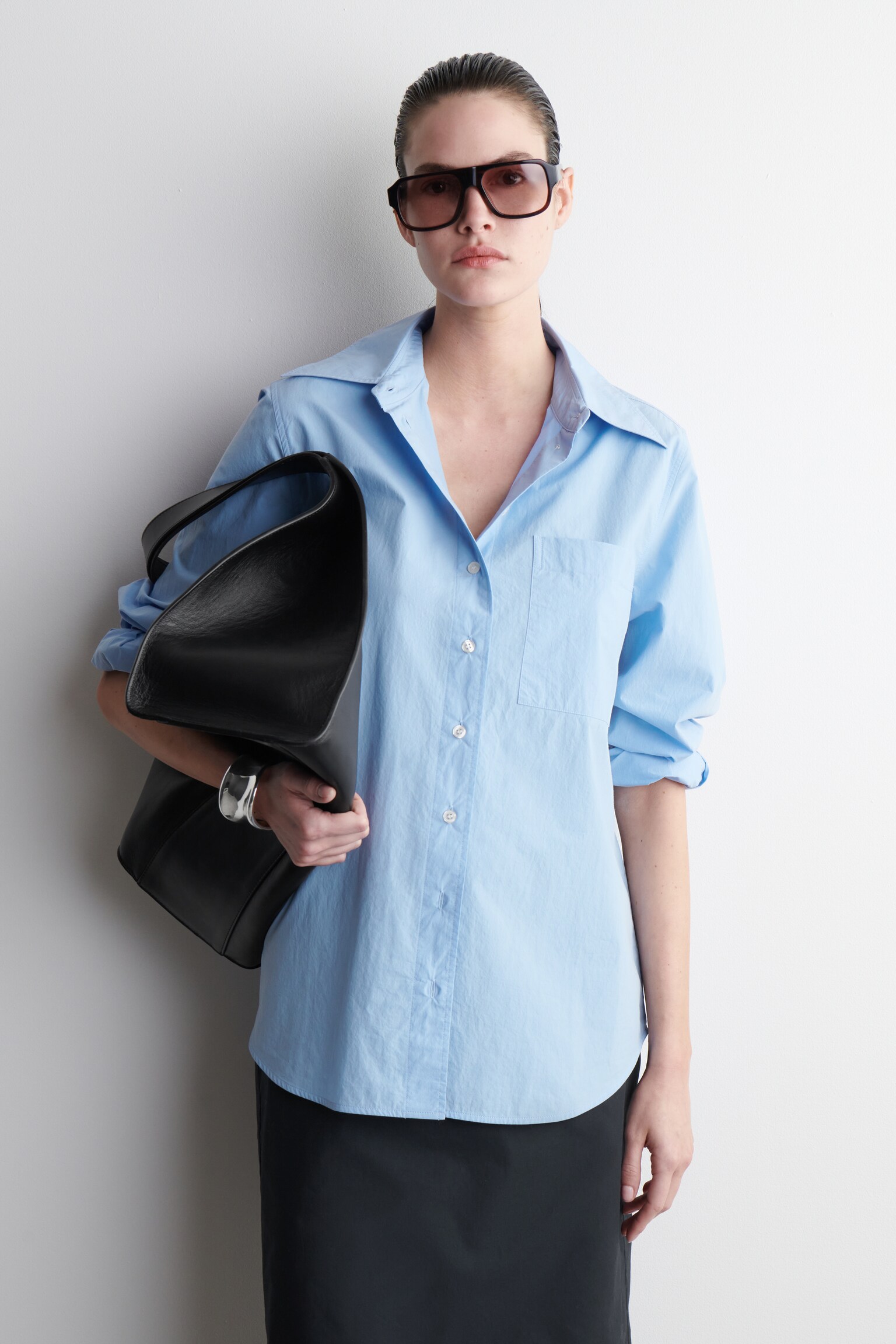 CAMICIA SARTORIALE OVERSIZE - AZZURRO/BIANCO