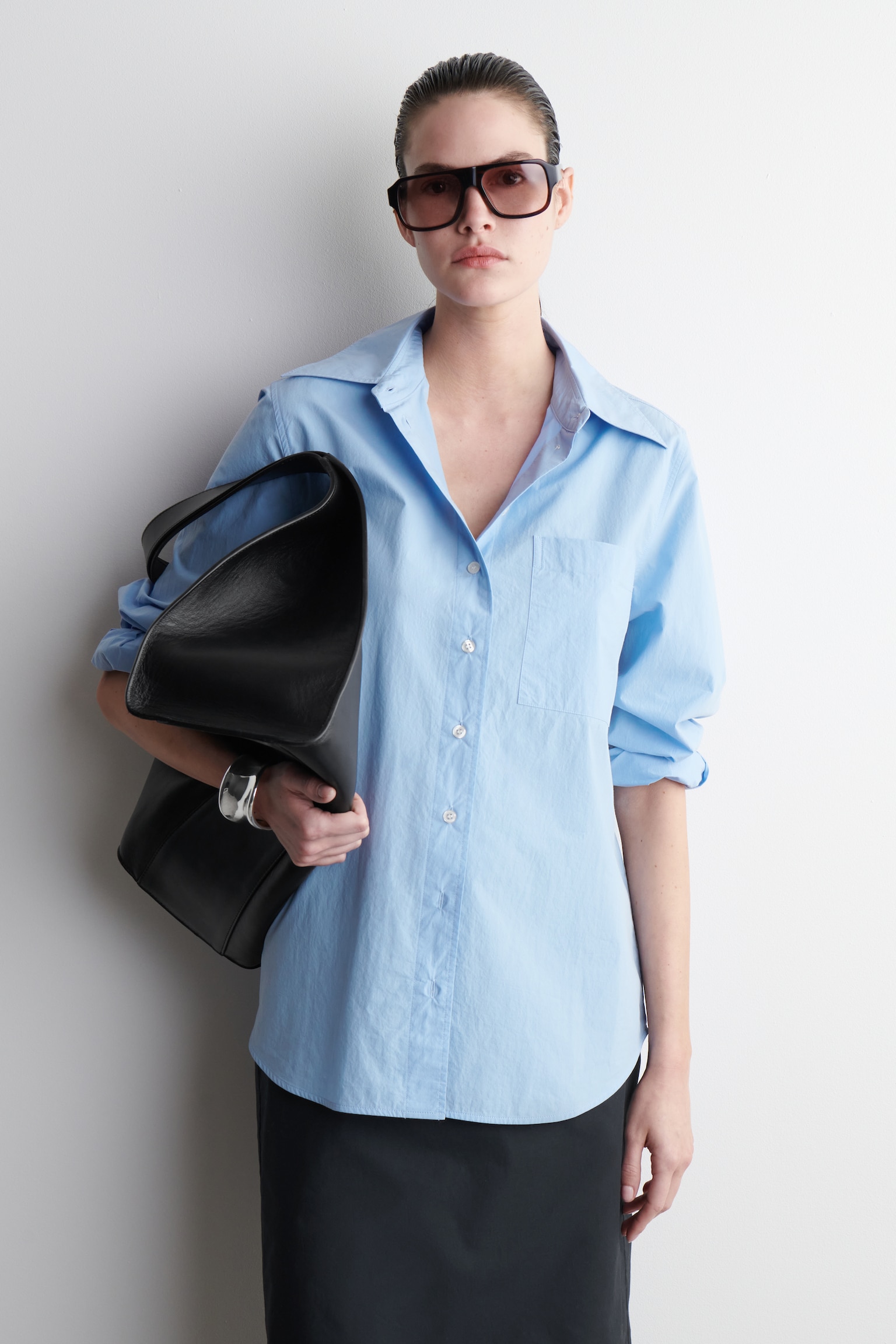 CAMISA SASTRE OVERSIZE - AZUL CLARO/BLANCO/AMARILLO