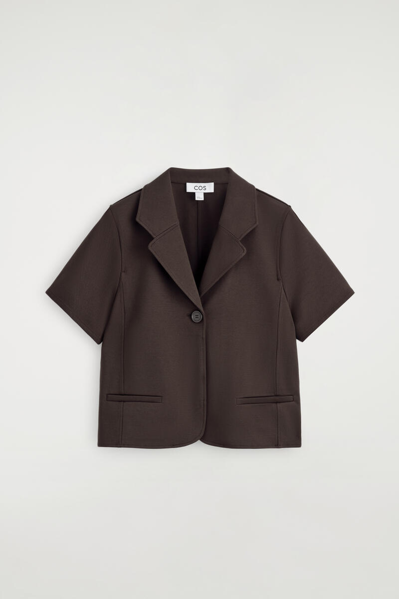 Twill-Jersey Short-Sleeved Blazer