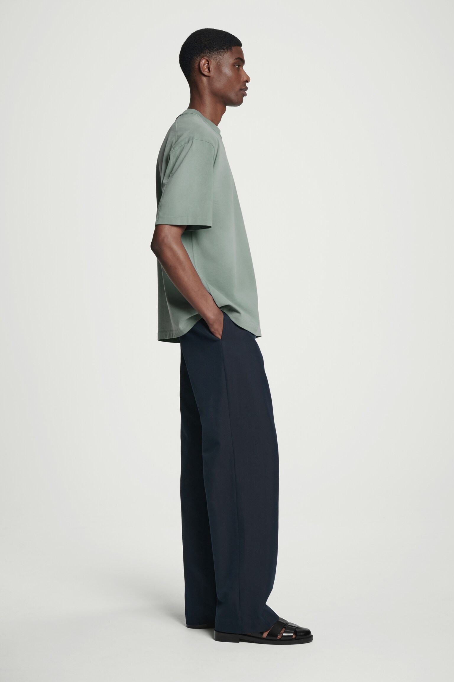 T-SHIRT OVERSIZE À COL MONTANT EN JERSEY DÉLAVÉ - VERT/NOIR - 4
