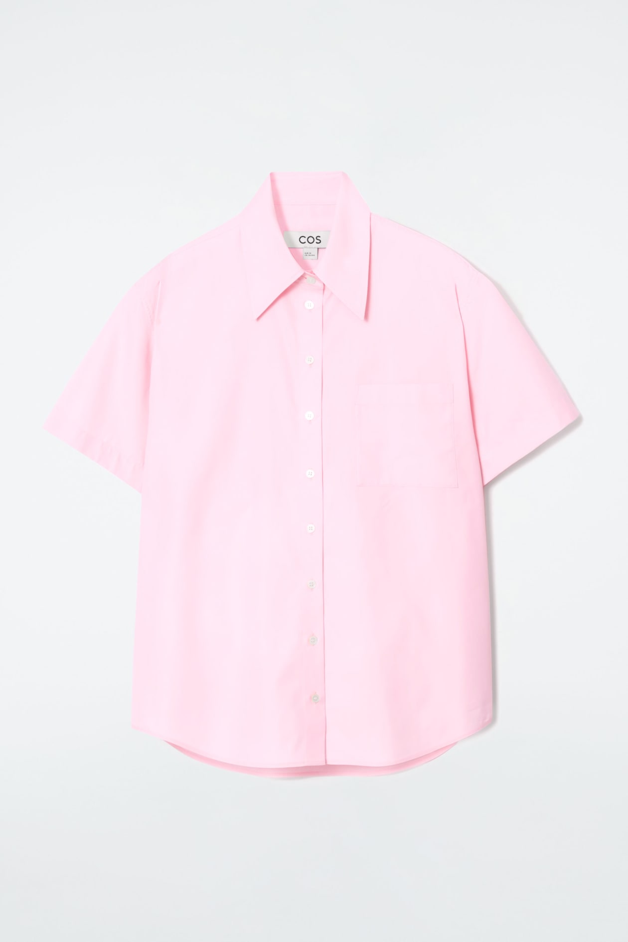 Cos. Rose CHEMISE À MANCHES COURTES DÉCONTRACTÉE EN COTON - ROSE CLAIR | COS FR