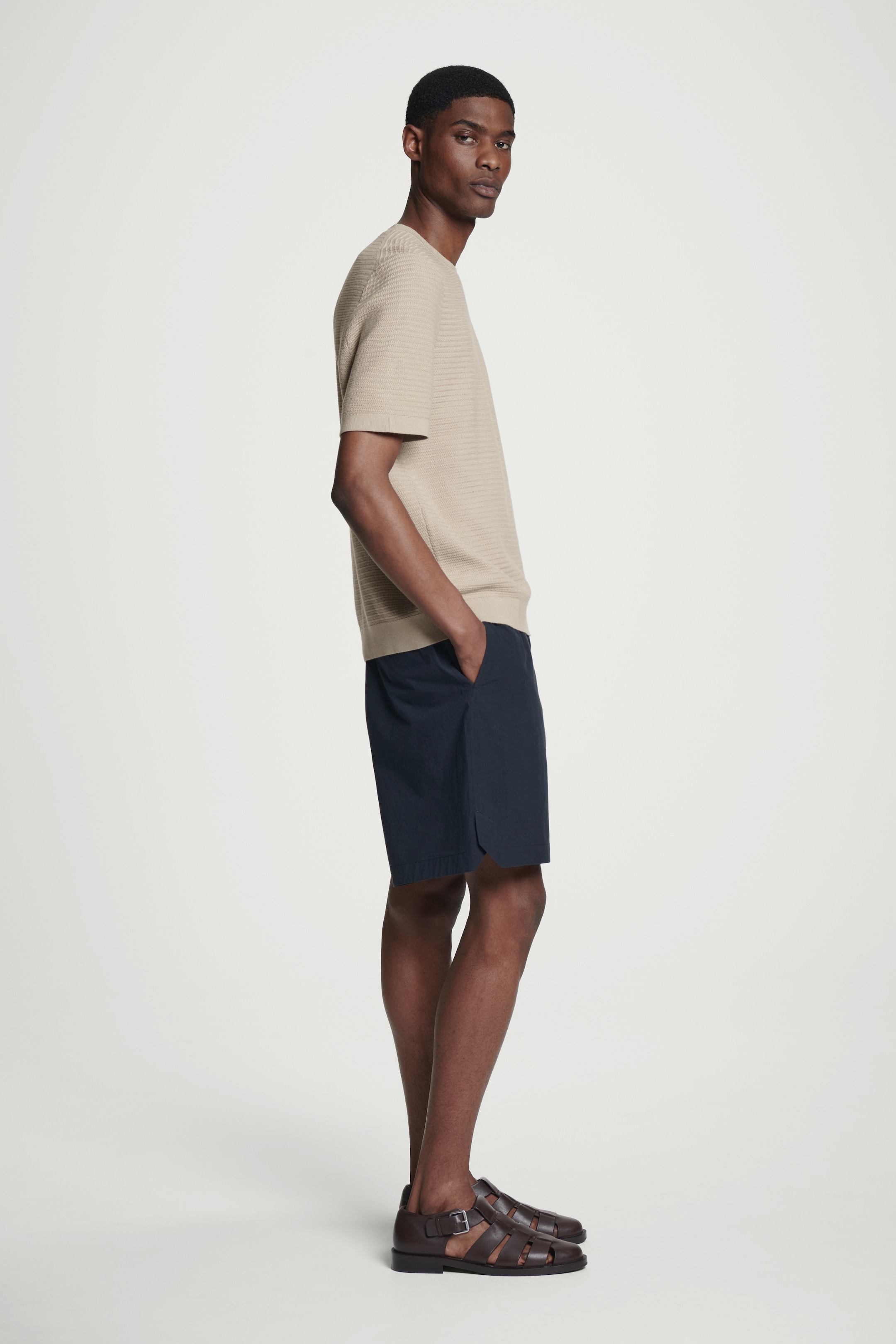 Agrandir l'image: SHORT À TAILLE ÉLASTIQUÉE EN COTON PIMA - BLEU MARINE - HOMME | H&M CH 3
