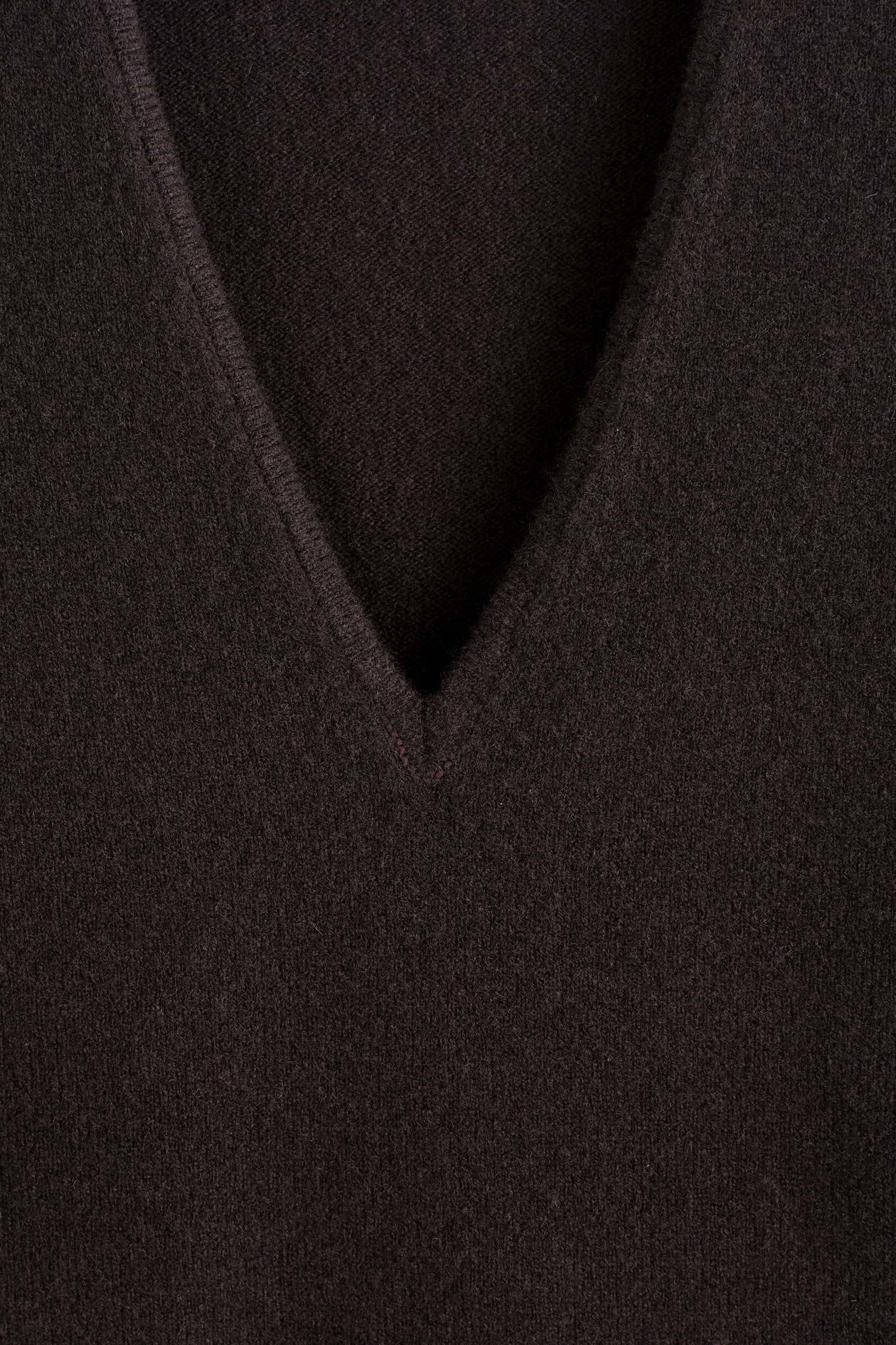 WOOL V-NECK TUNIC VEST — BROWN