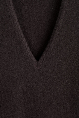 WOOL V-NECK TUNIC VEST — BROWN 6