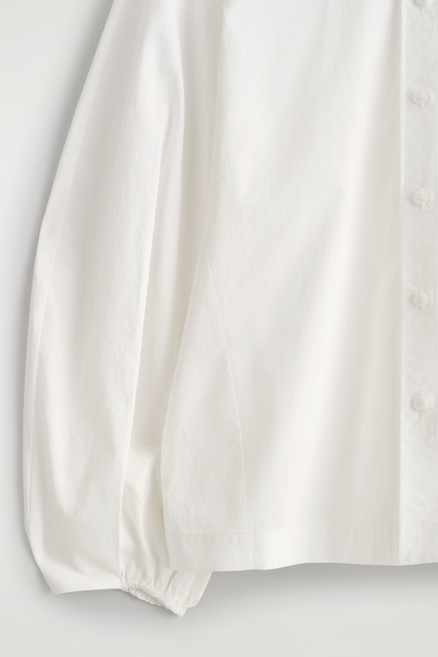 BLOUSE FRONCÉE EN COTON PIMA - BLANC/BAIE - 5