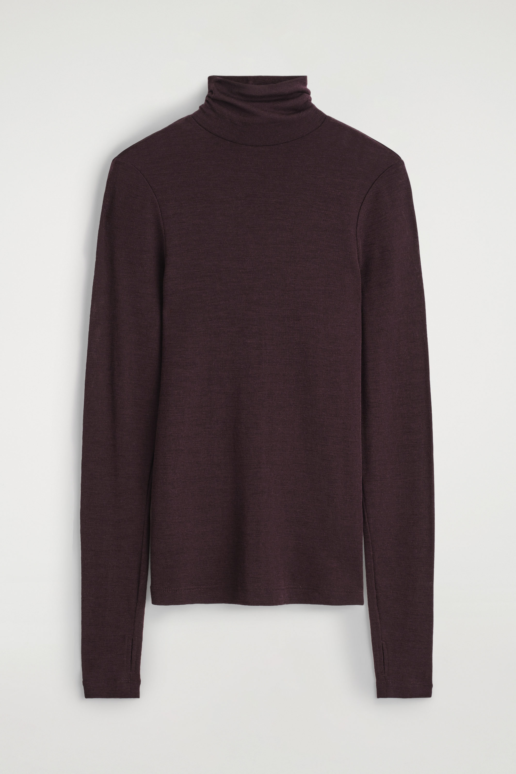 MERINO WOOL HIGH-NECK TOP - BURGUNDY MÉLANGE | COS