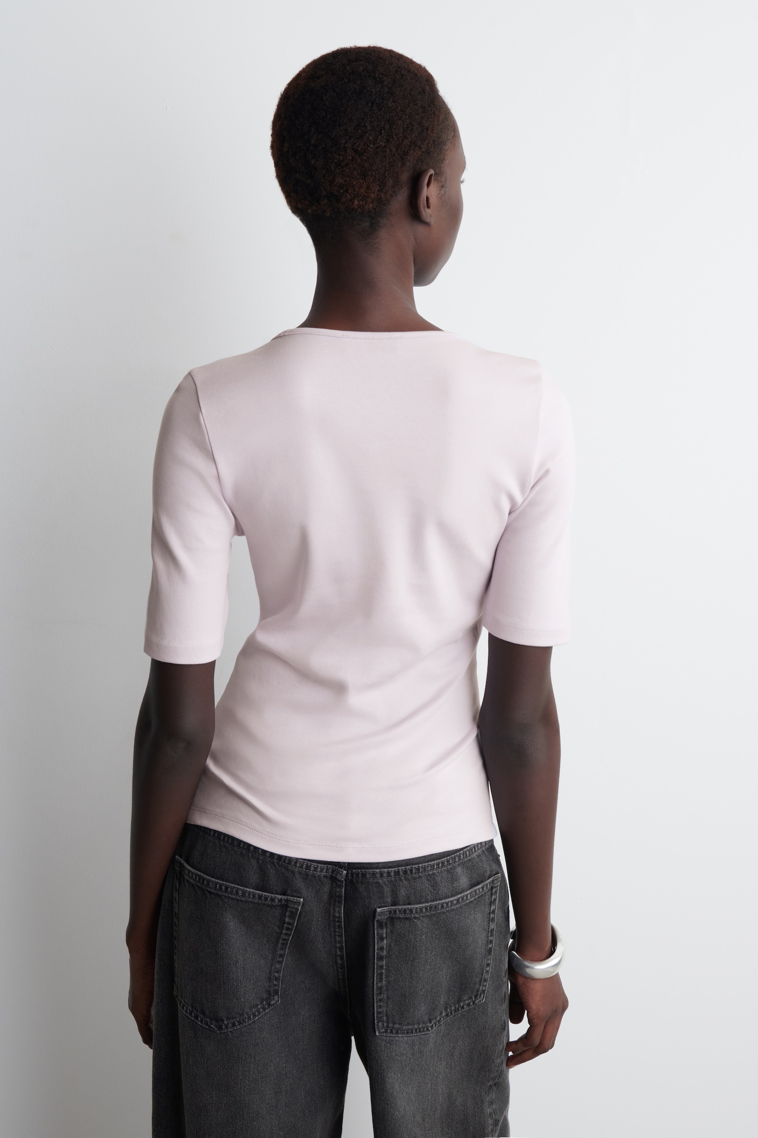 CAMISETA DE ALGODÓN CON CUELLO REDONDO - VIOLETA/CRUDO/NEGRO - 3