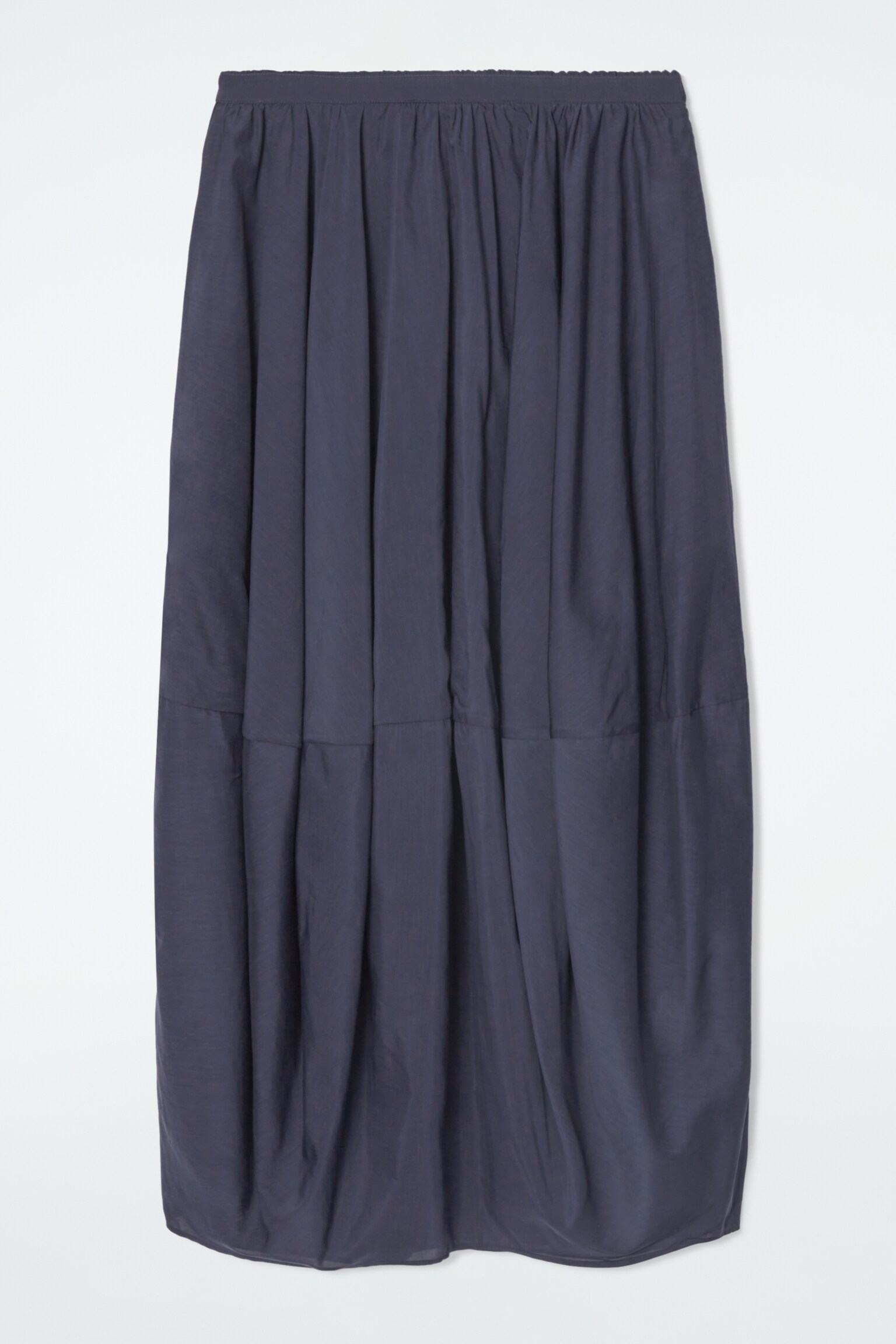 BUBBLE-HEM MIDI SKIRT - NAVY - 1