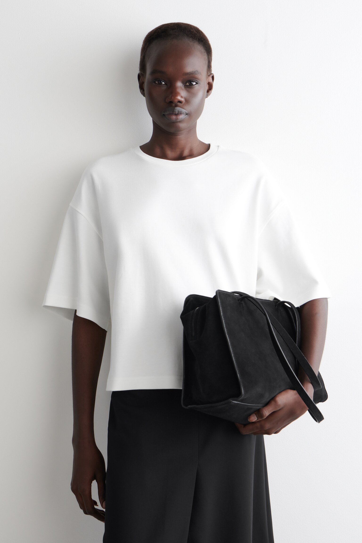 KASTENFÖRMIGES OVERSIZED-T-SHIRT - WEISS/HELLBLAU - 1