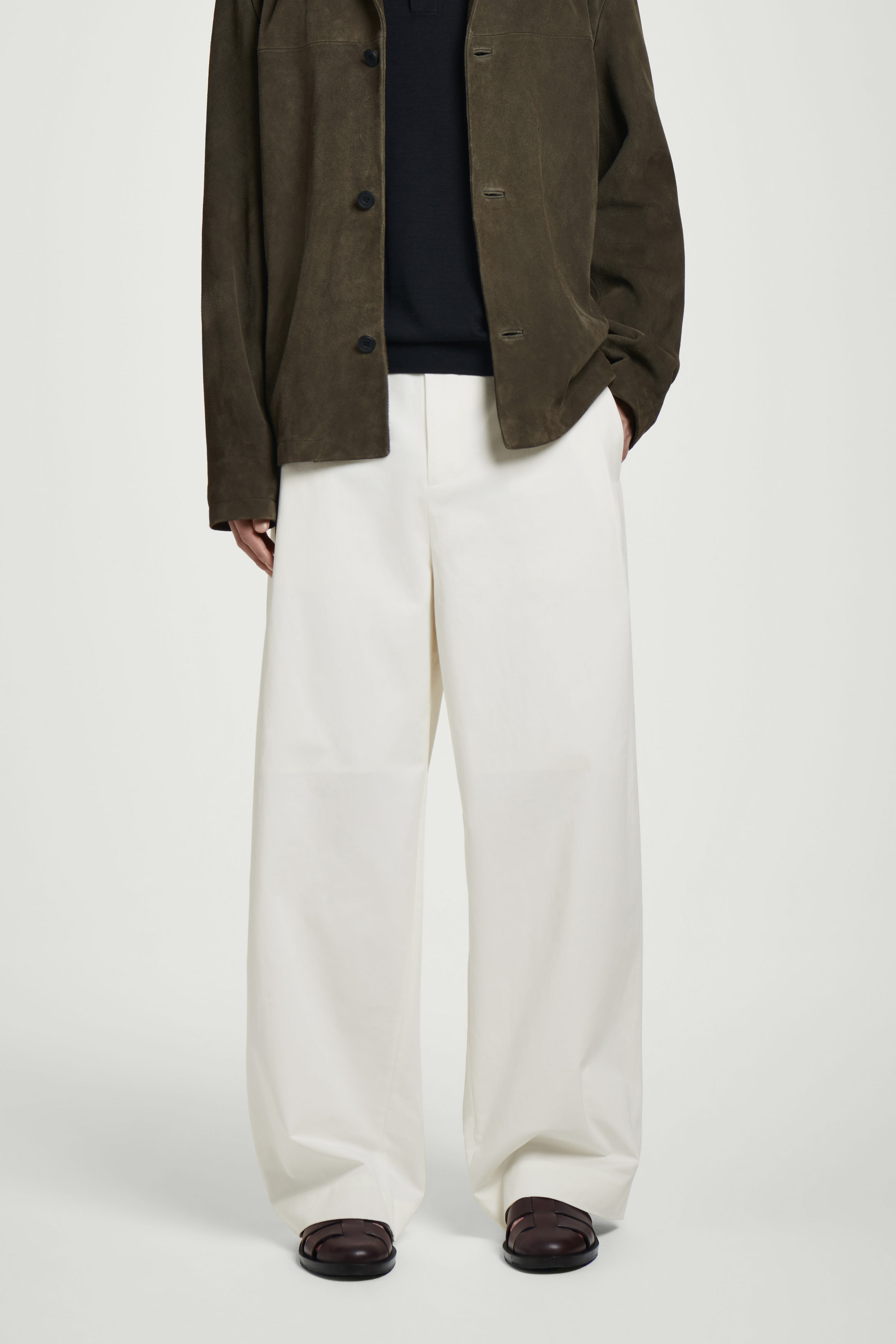 【COSYHARU】Wide pleated pants PLEATED COTTON WIDE-LEG PANTS - ECRU | COS