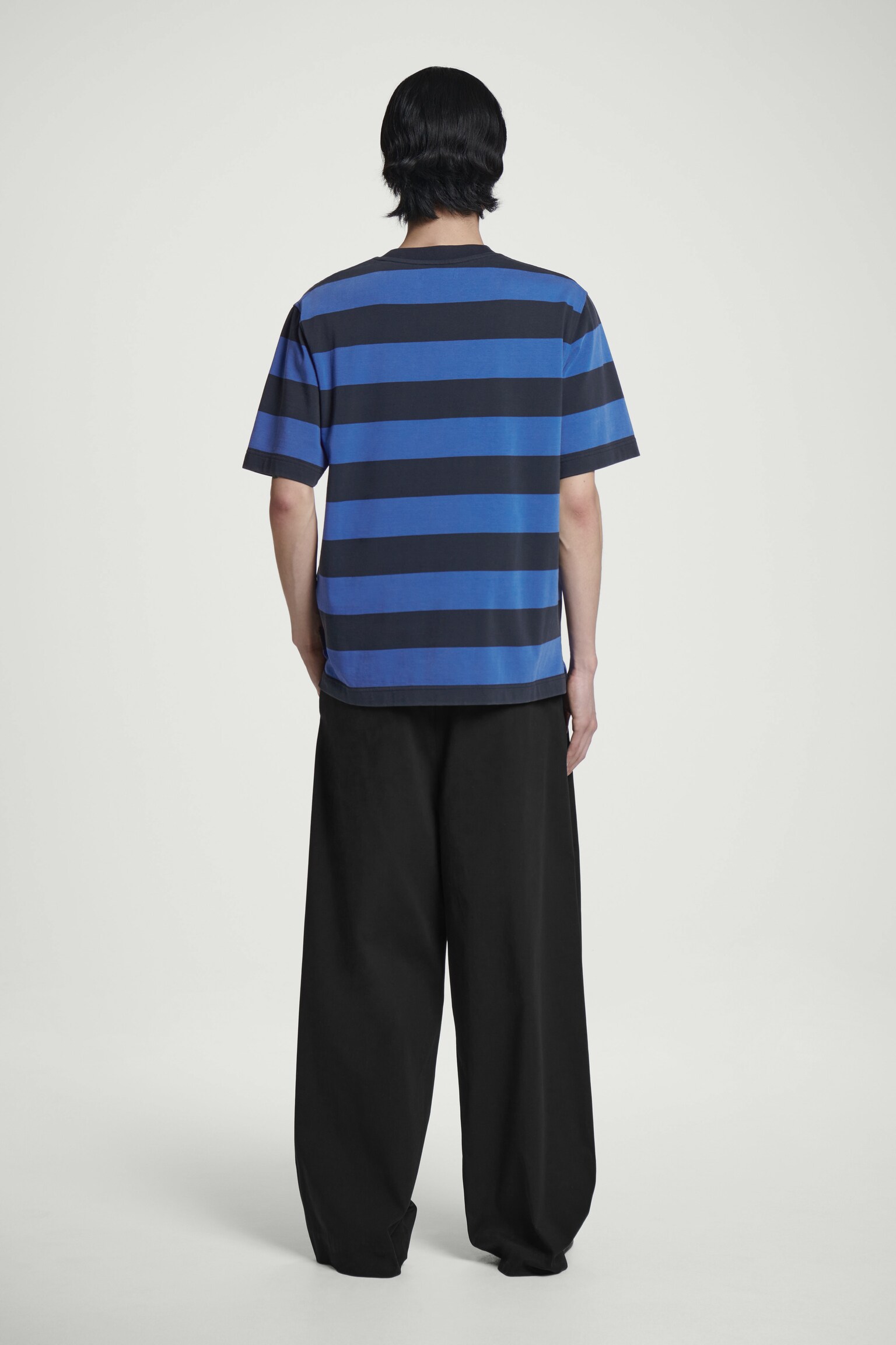 RELAXED STRIPED COTTON T-SHIRT - BLUE / STRIPED - 8