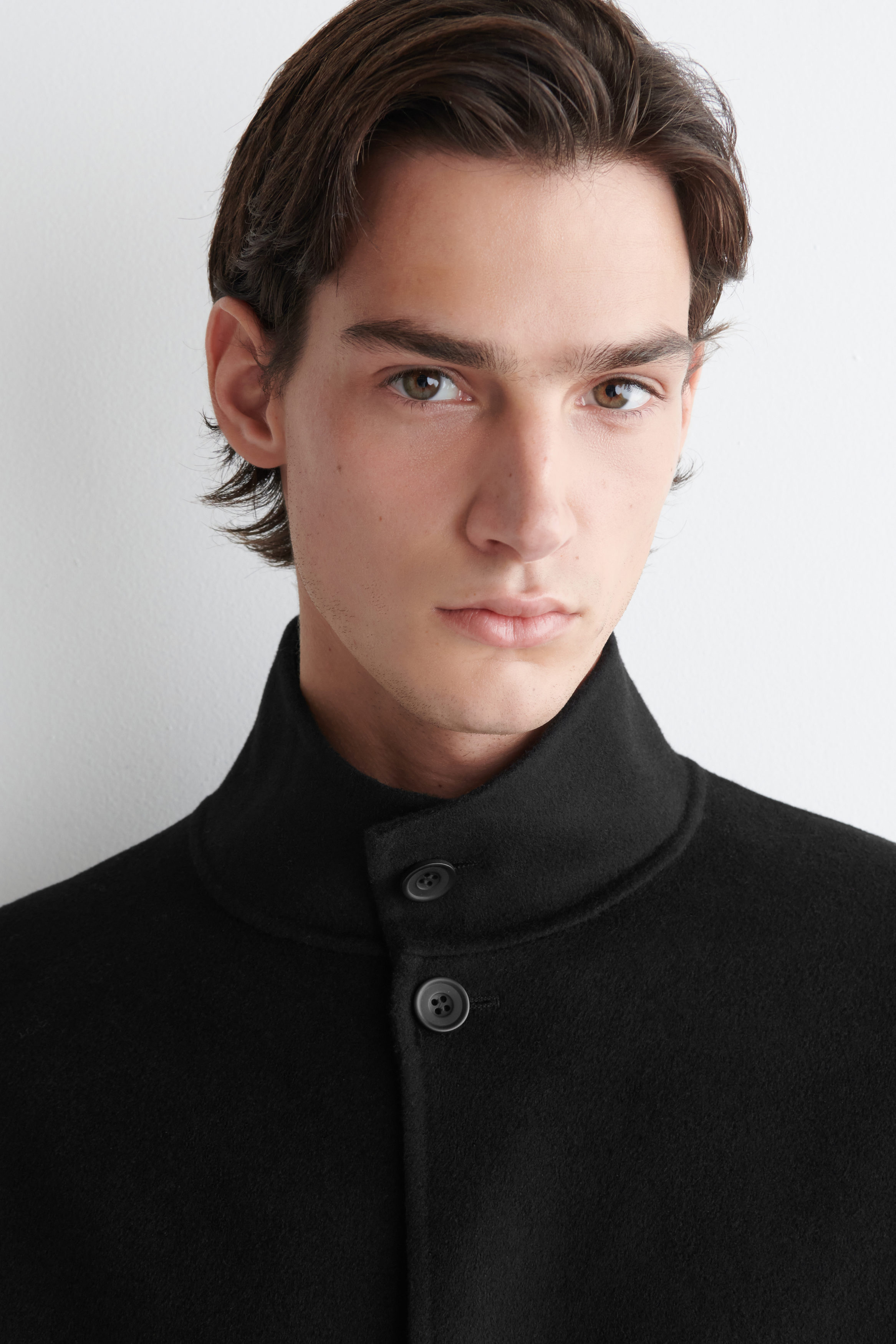 DOUBLE-FACED WOOL FUNNEL NECK JACKET - BLACK | COS