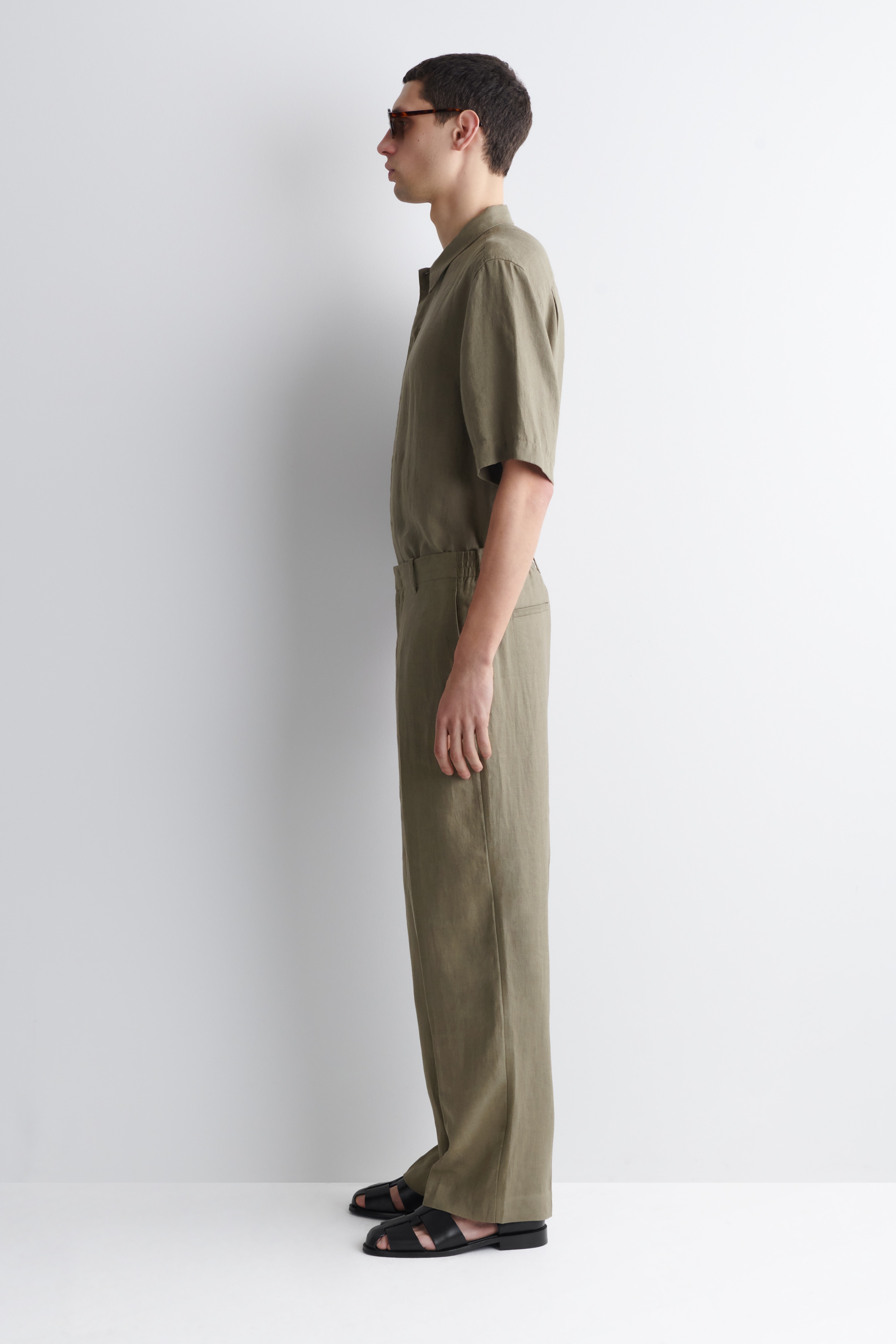 LINEN RELAXED-FIT STRAIGHT-LEG TROUSERS