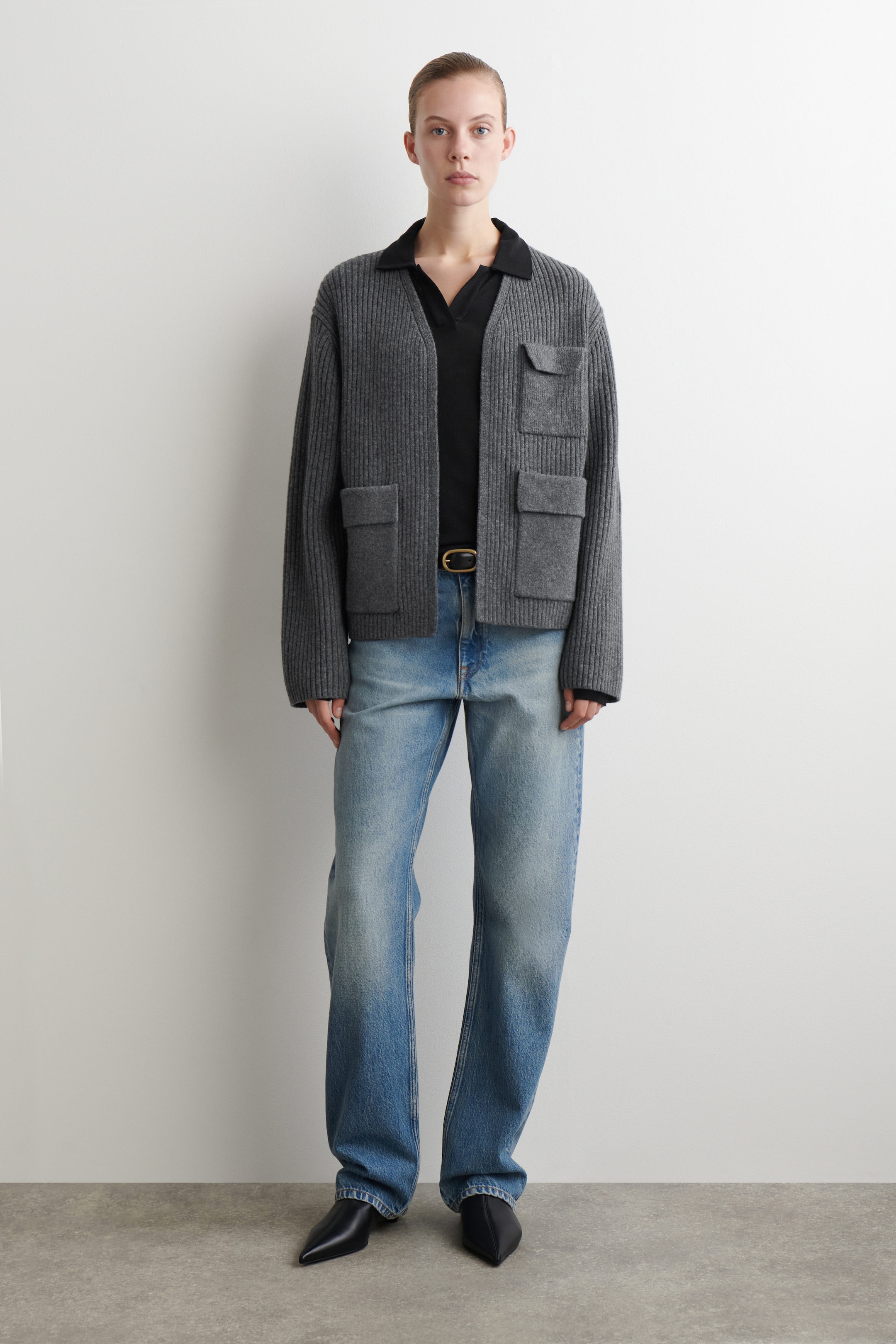 RIBBED MERINO WOOL UTILITY SWEATER