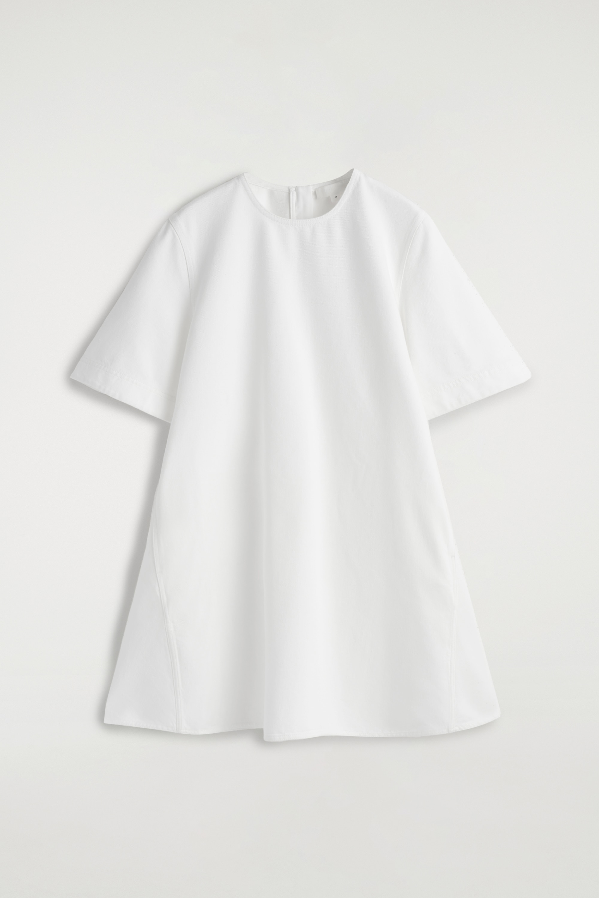 FLARED DENIM MINI DRESS - WHITE