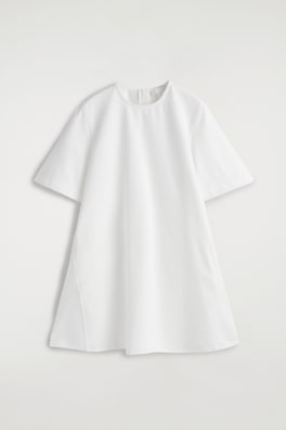 FLARED DENIM MINI DRESS — WHITE 7