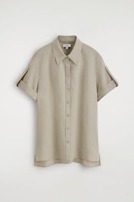 FOLDED-SLEEVE LINEN SHIRT — BEIGE 8