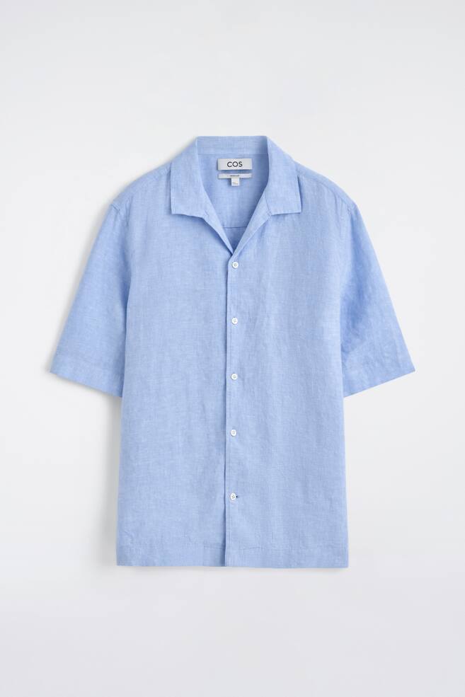 LEINENHEMD MIT KURZEN ÄRMELN UND REVERSKRAGEN - HELLBLAU/BLAU/WEISS - 1