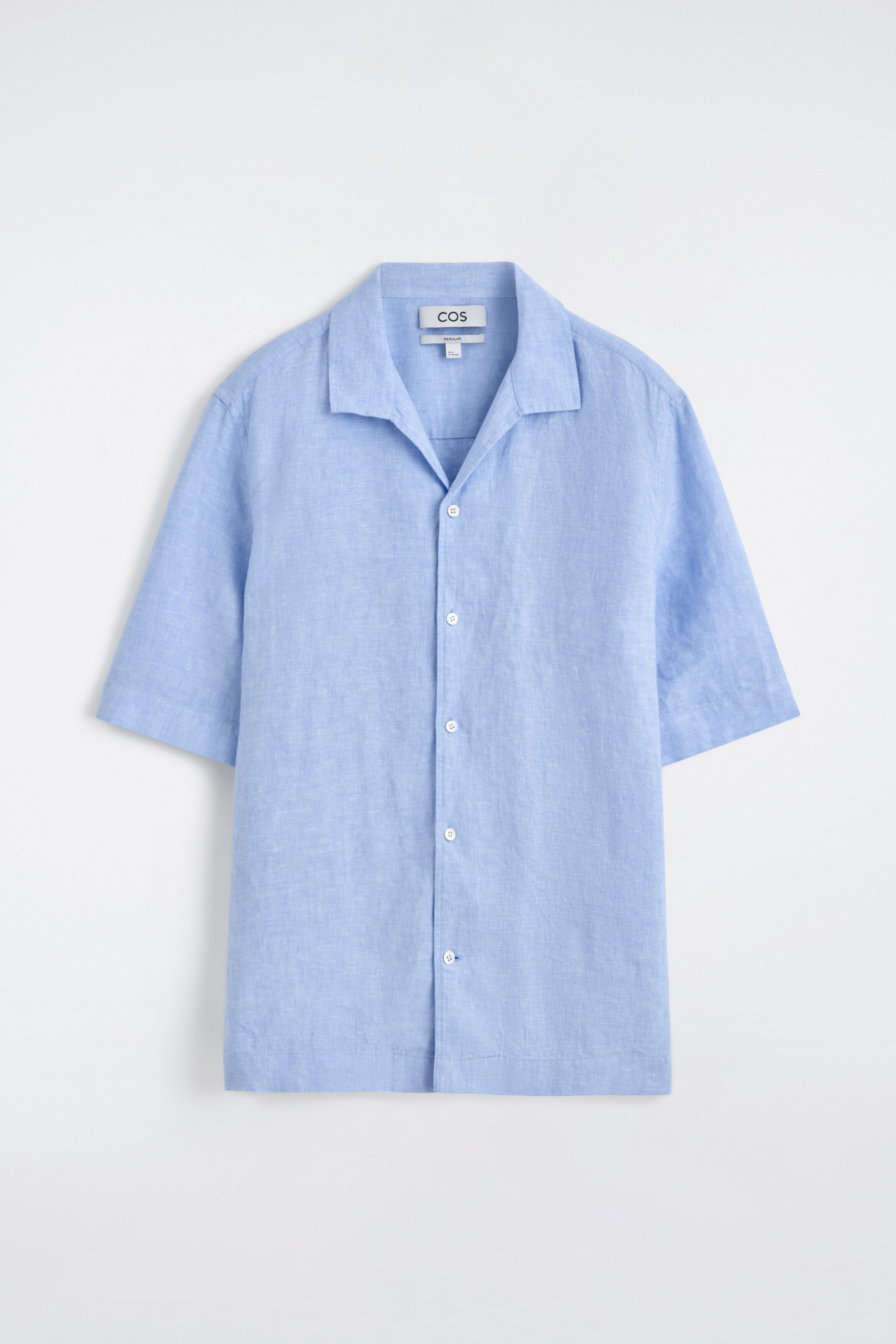 トップス CAMP-COLLAR SHORT-SLEEVED LINEN SHIRT CAMP-COLLAR SHORT-SLEEVED LINEN SHIRT - LIGHT BLUE | COS US